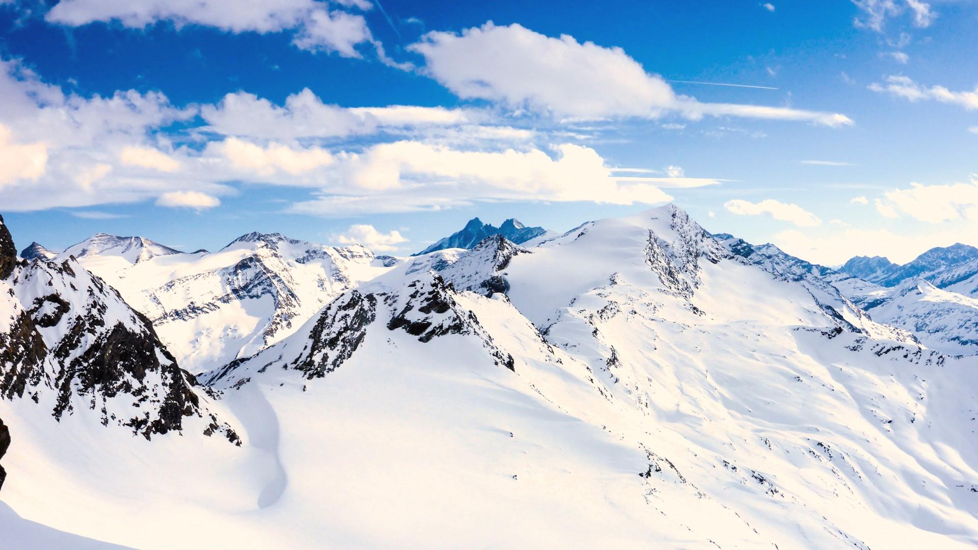 1920x1080 Wallpaper Grossglockner, mountains, Austria, snow, winter, sky, clouds, 5k, Nature
