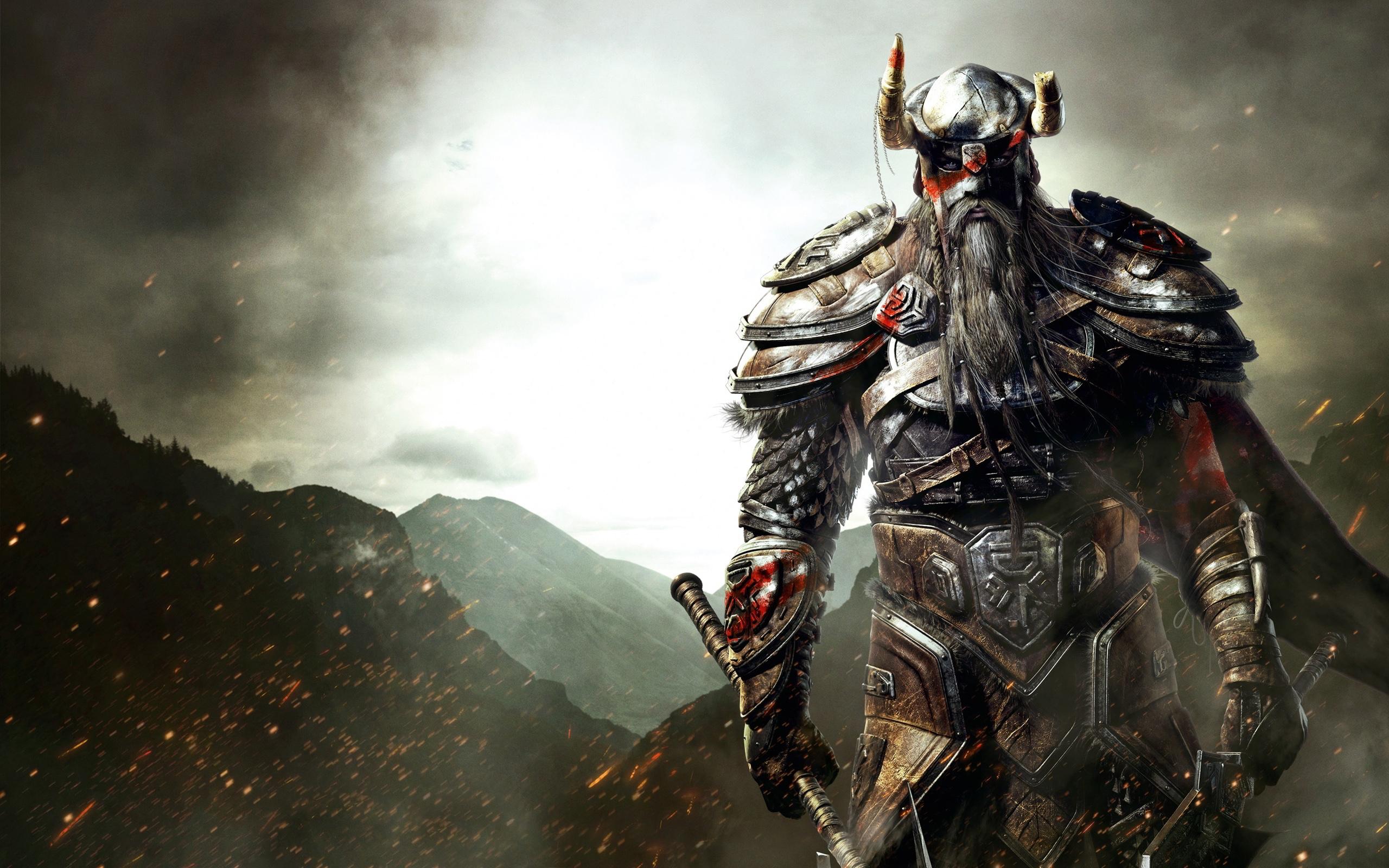 2560x1600 Viking on a background of mountains Desktop wallpaper 1280x1024