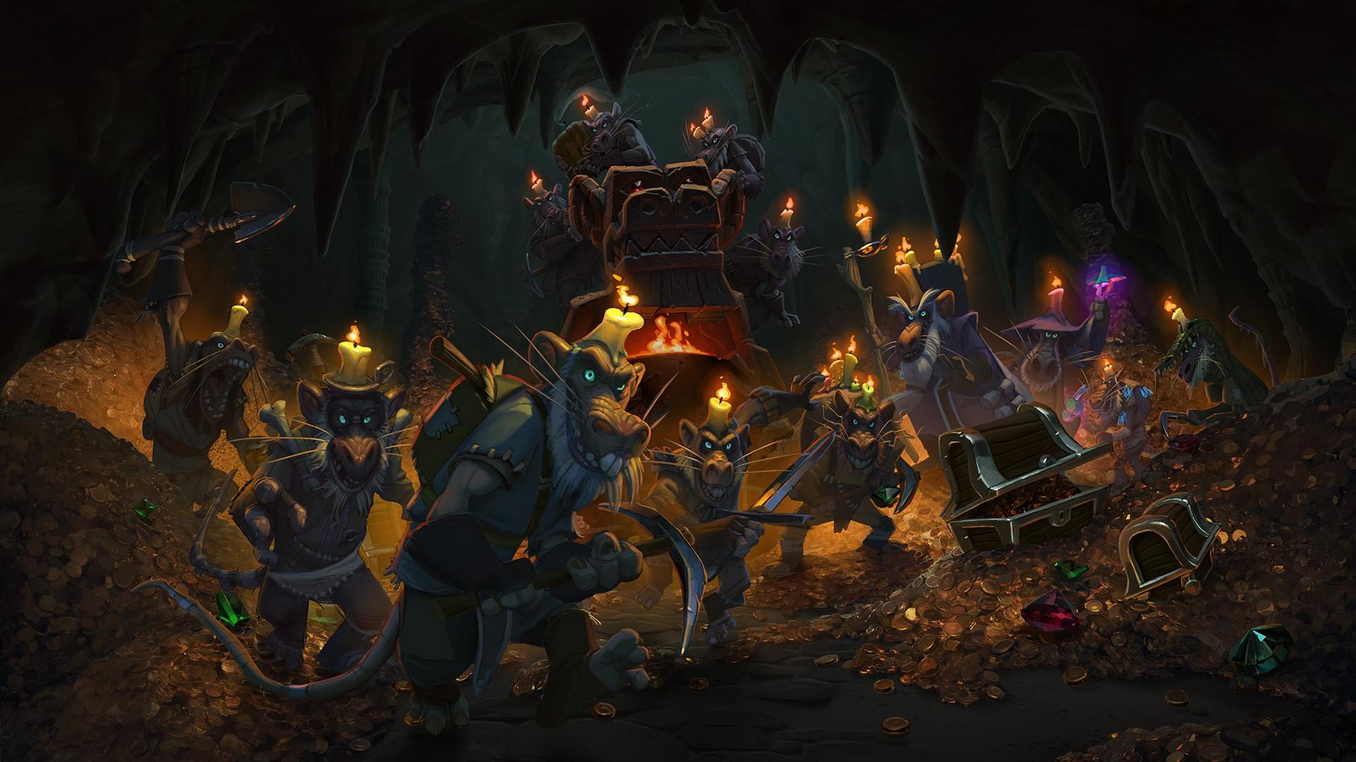 1920x1080 Wallpaper / Hearthstone, Warcraft, artwork, digital art, cave, dungeon, underground, kobolds, Hearthstone: Kobolds and Catacombs, video games, candles, treasure free download
