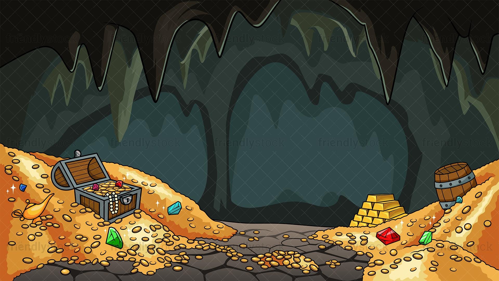 1920x1080 Treasure Cave Background Cartoon Vector Clipart