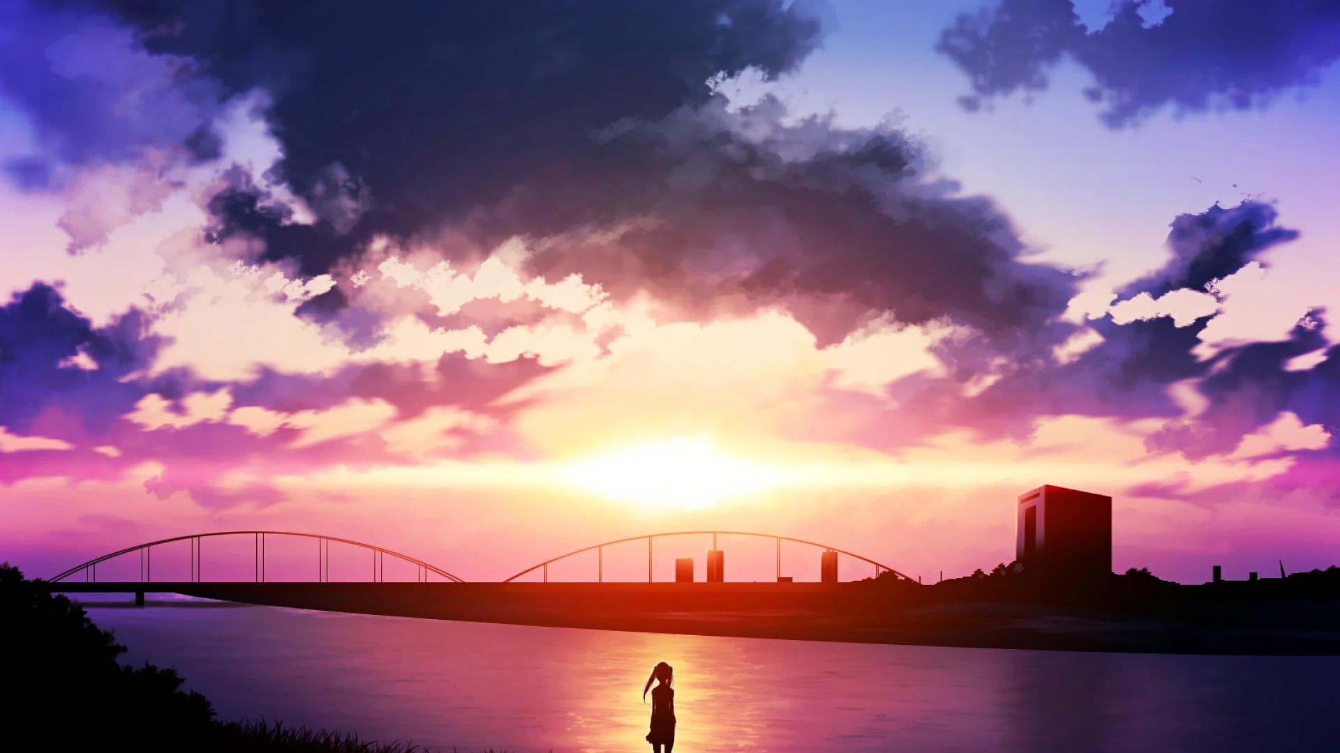 1920x1080 1920x1080 anime sunset river sky clouds wallpaper JPG 284 kB Gallery HD Wallpaper