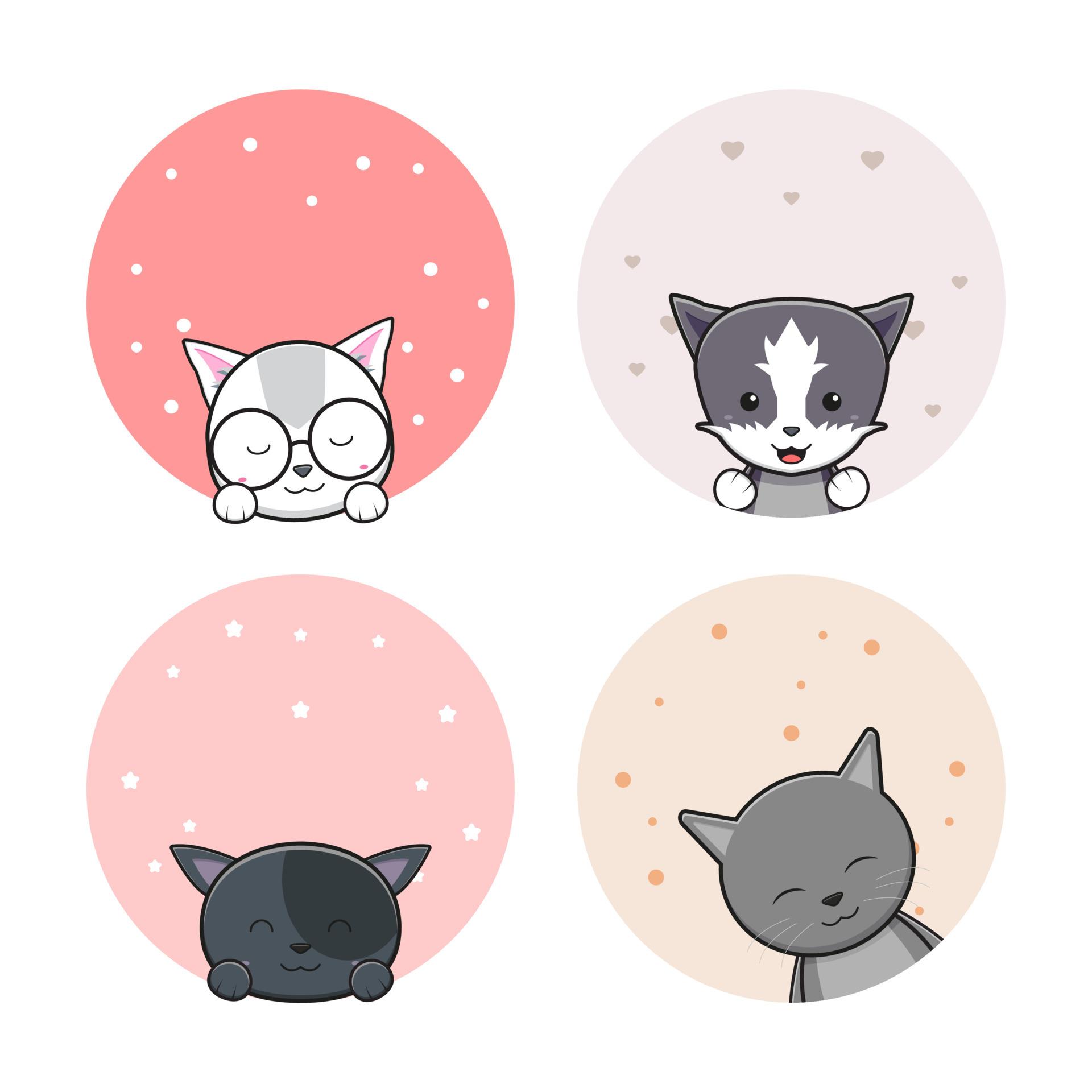 1920x1920 Cute cat doodle banner background wallpaper icon cartoon illustration