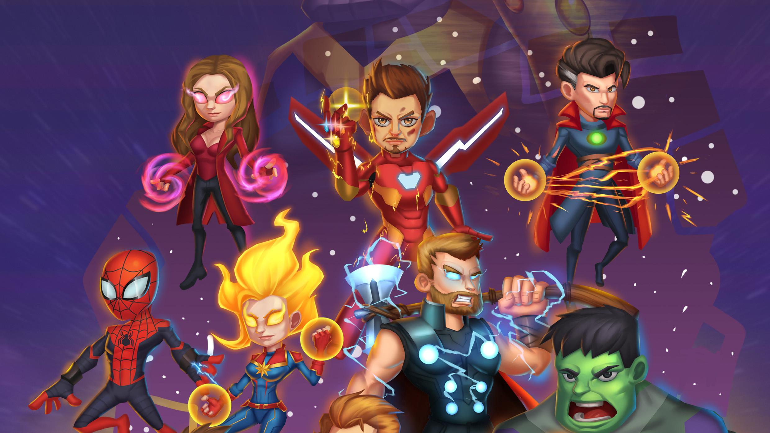 2480x1395 Chibi Avengers Endgame Art, HD Superheroes, 4k Wallpaper, Image, Background, Photo and Picture