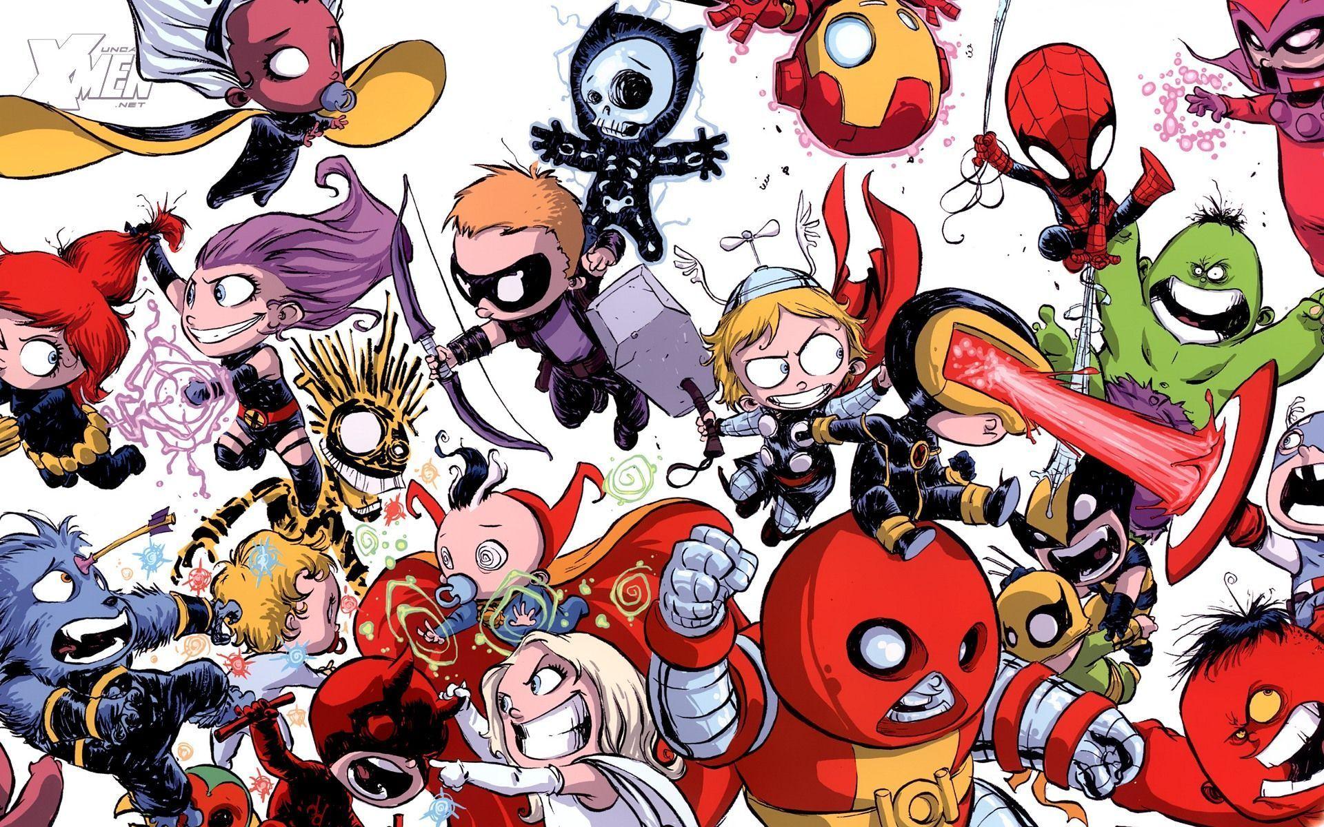 1920x1200 Cute Marvel Cartoon Desktop Wallpaper