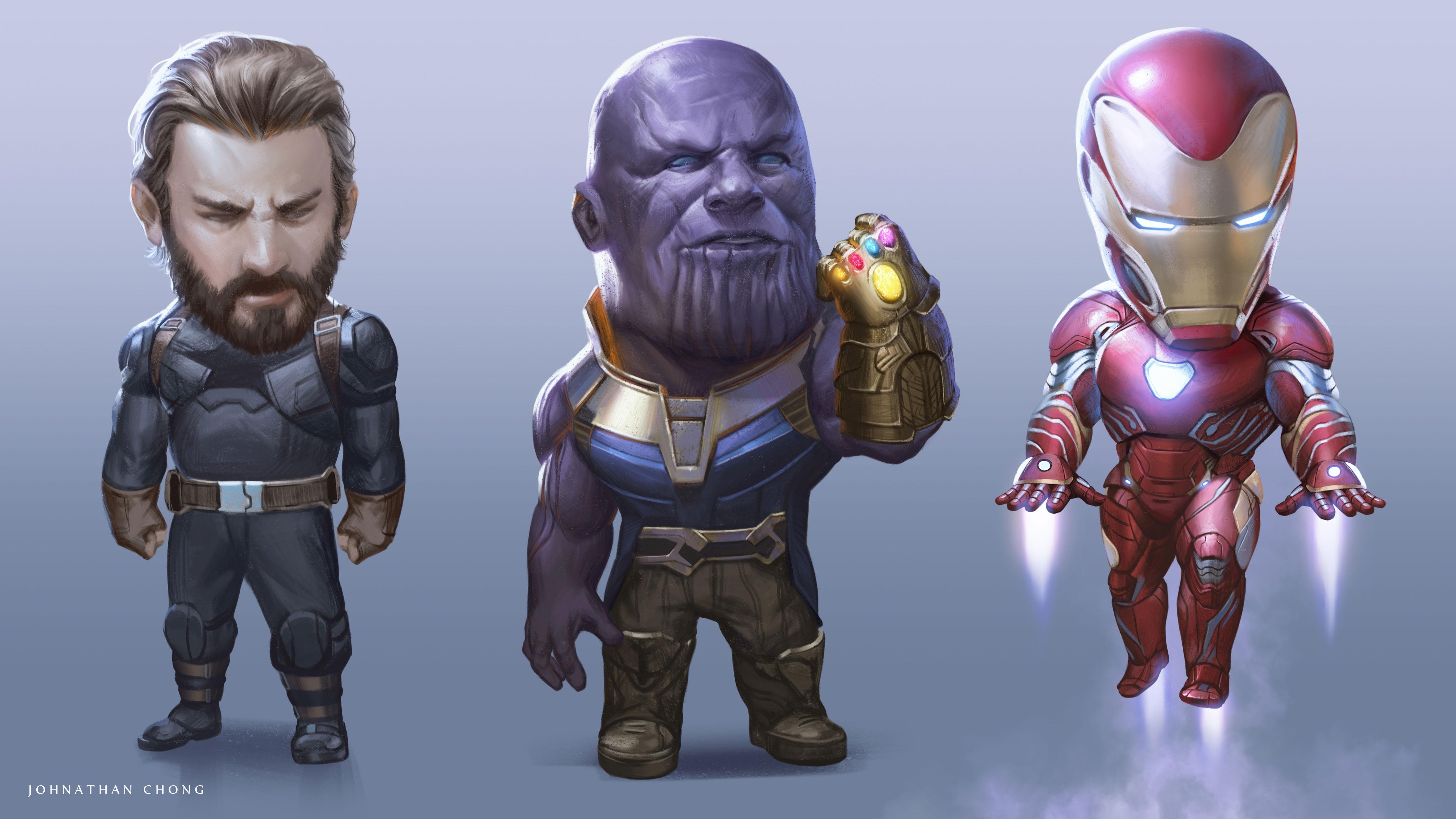 4407x2480 Thanos, Captain America, Avengers: Infinity War, Iron Man, Chibi Gallery HD Wallpaper