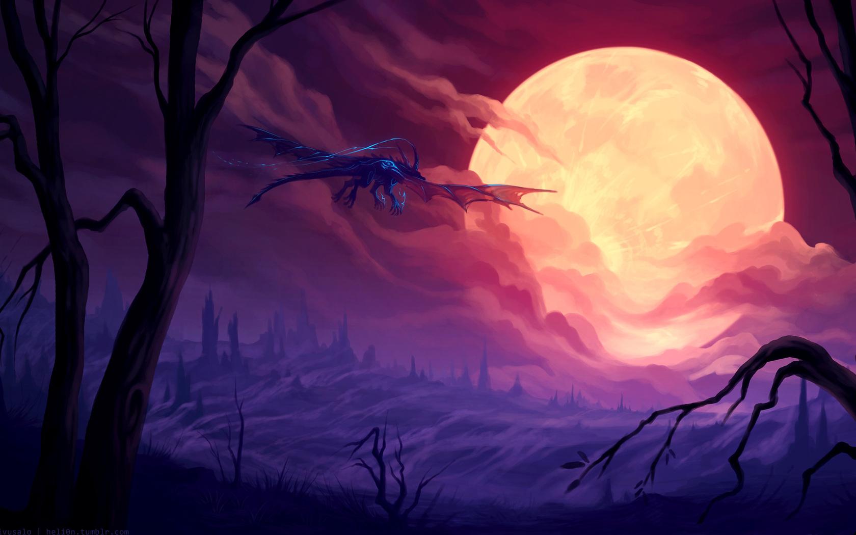 1680x1050 Dragon Flying Towards Moon Fantasy 1680x1050 Resolution HD 4k Wallpaper, Image, Background, Photo and Picture