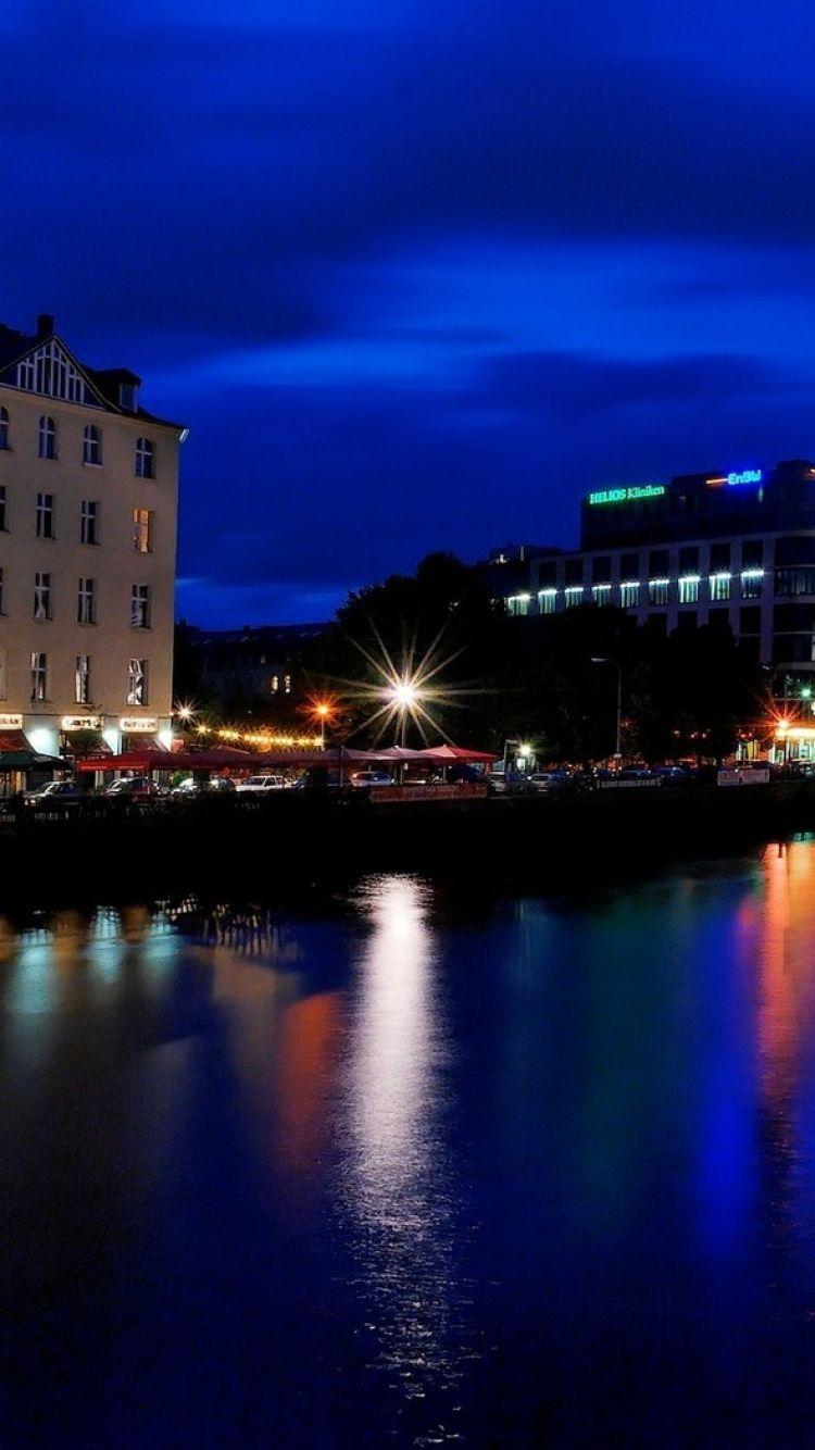 750x1334 iPhone Berlin Wallpaper HD Desktop Background On Night Beach Phone