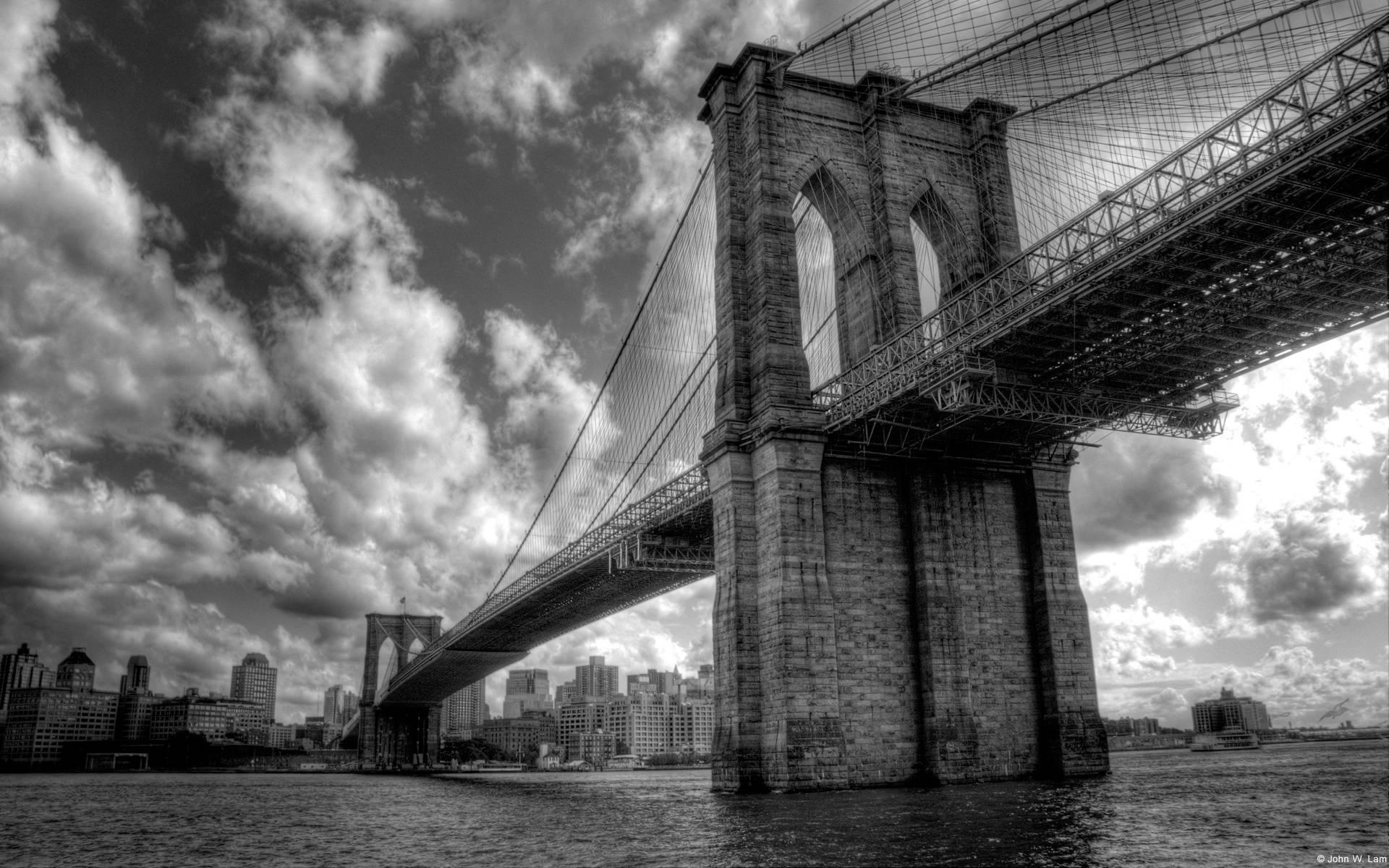 1920x1200 Download Brooklyn Bridge New York Black And White Wallpaper