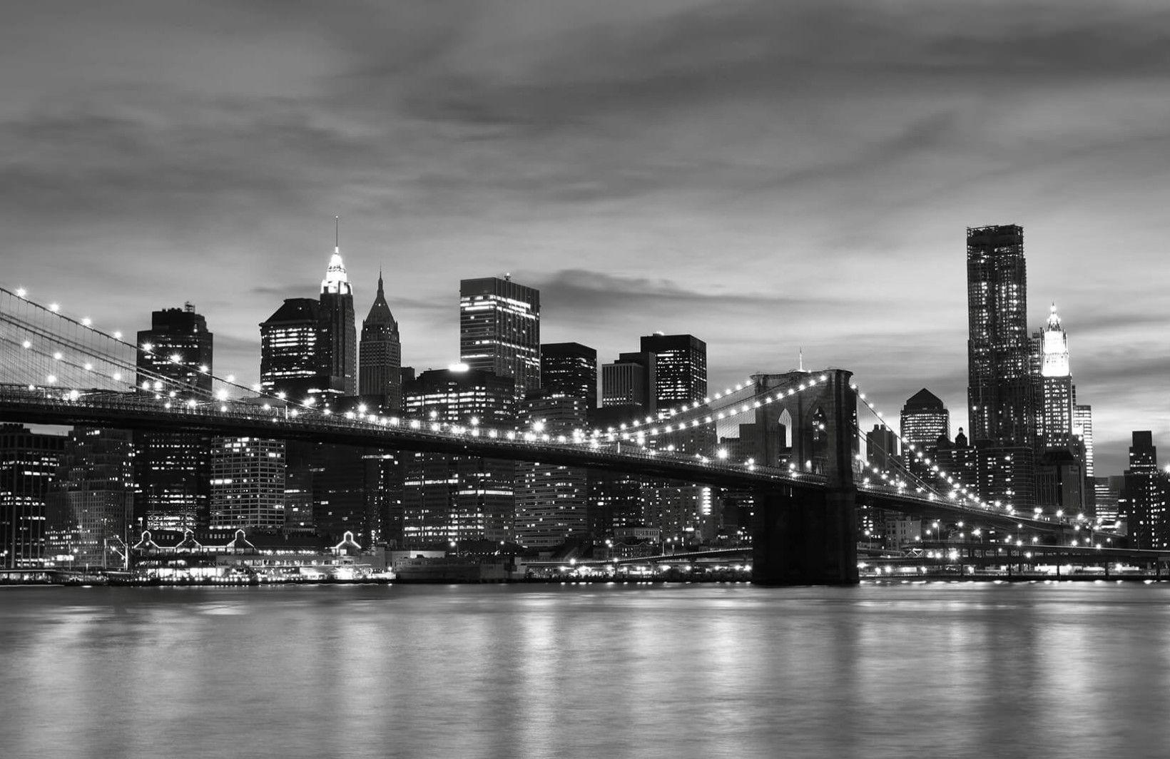 1640x1064 Black & White Brooklyn Wallpaper Mural. Hovia. New york wallpaper, York wallpaper, Black and white picture wall