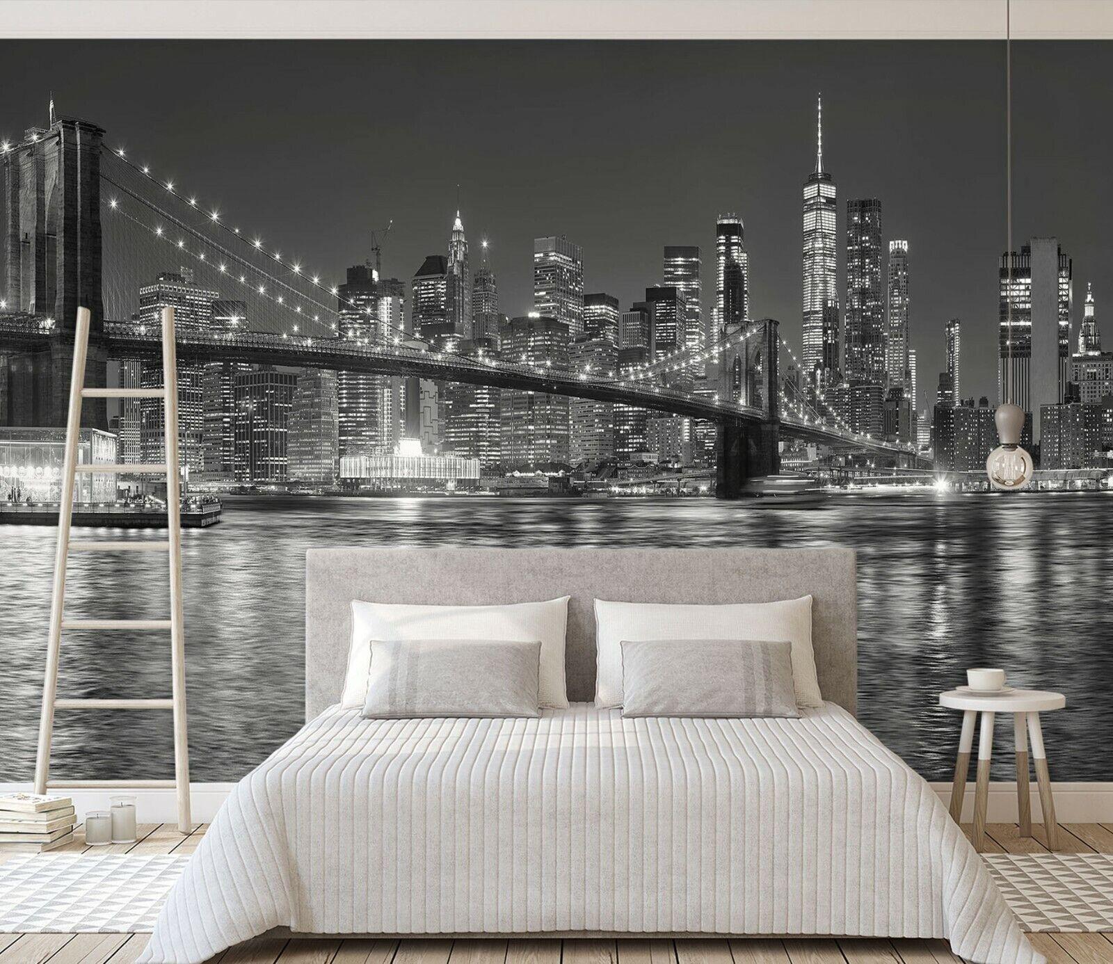 1600x1386 3D Black Bridge ZHU969 Wallpaper Wall Mural Removable Self Adhesive Zoe