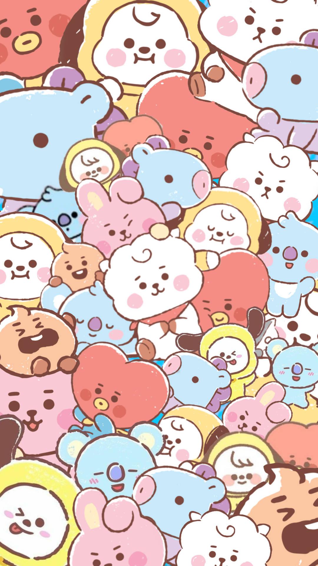 1080x1920 Download Pastel Purple Cooky And Bt21 Friends Wallpaper
