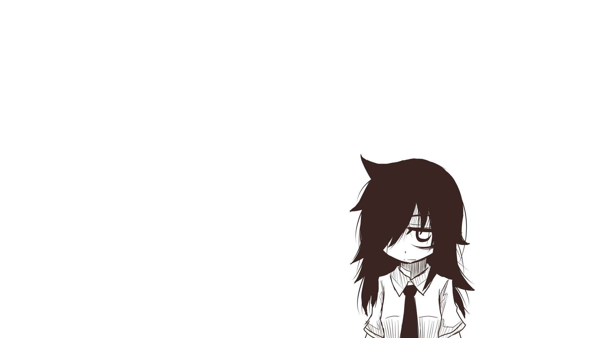 1920x1080 Wallpaper / Watashi ga Motenai no wa Dou Kangaetemo Omaera ga Warui!, anime, anime girls, simple, simple background, white background, Tomoko Kuroki, Kuroki Tomoko, dark hair, minimalism free download