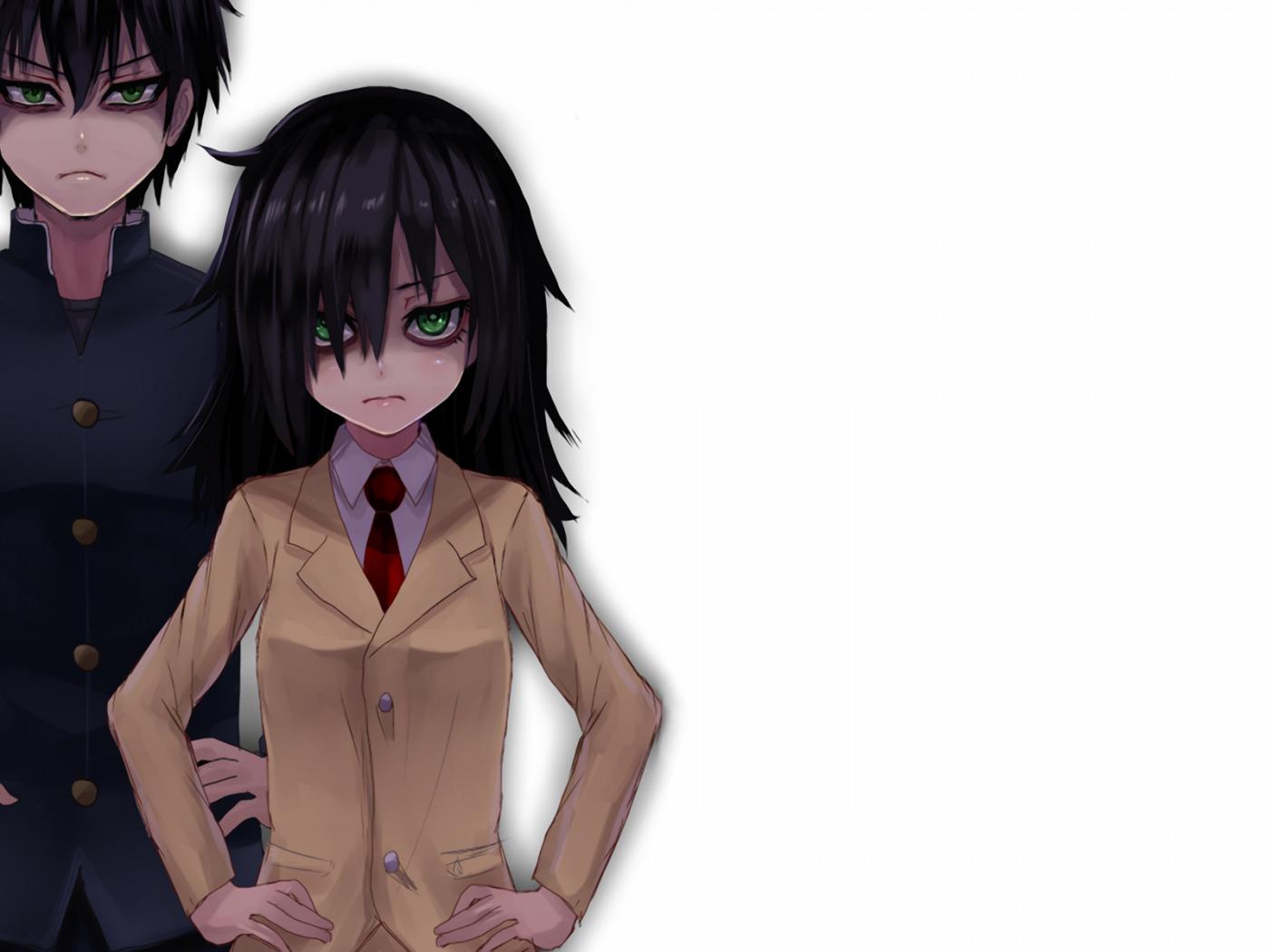 1400x1050 Download wallpaper look, girl, background, guy, school uniform, WataMote, They will meet the ga mote kris no of spot kangaetemo omaera, Tomoko Kuroki, Tomoki Kuroki, brother and sister, section other in resolution
