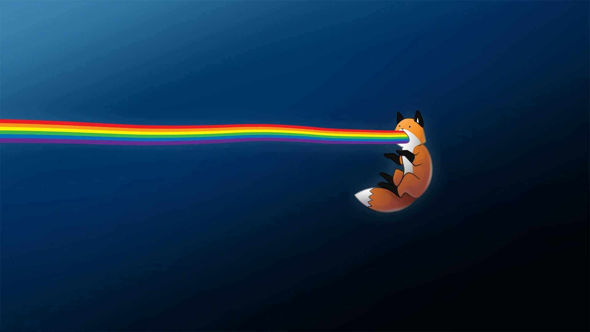1920x1080 minimalism, rainbows, blue, fox, stupid fox Gallery HD Wallpaper