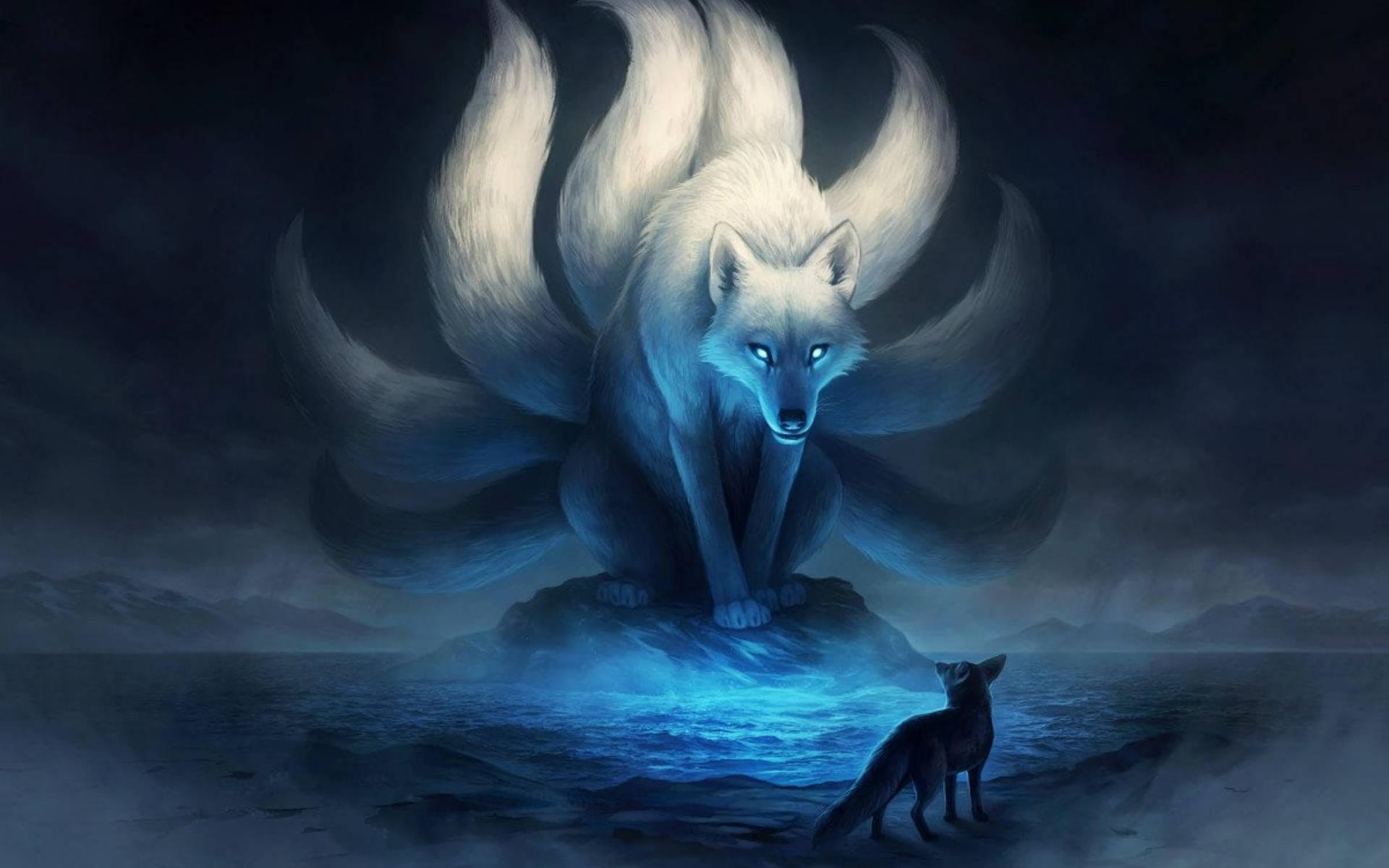 1920x1200 Download Glowing Nine Tailed Fox Wallpaper