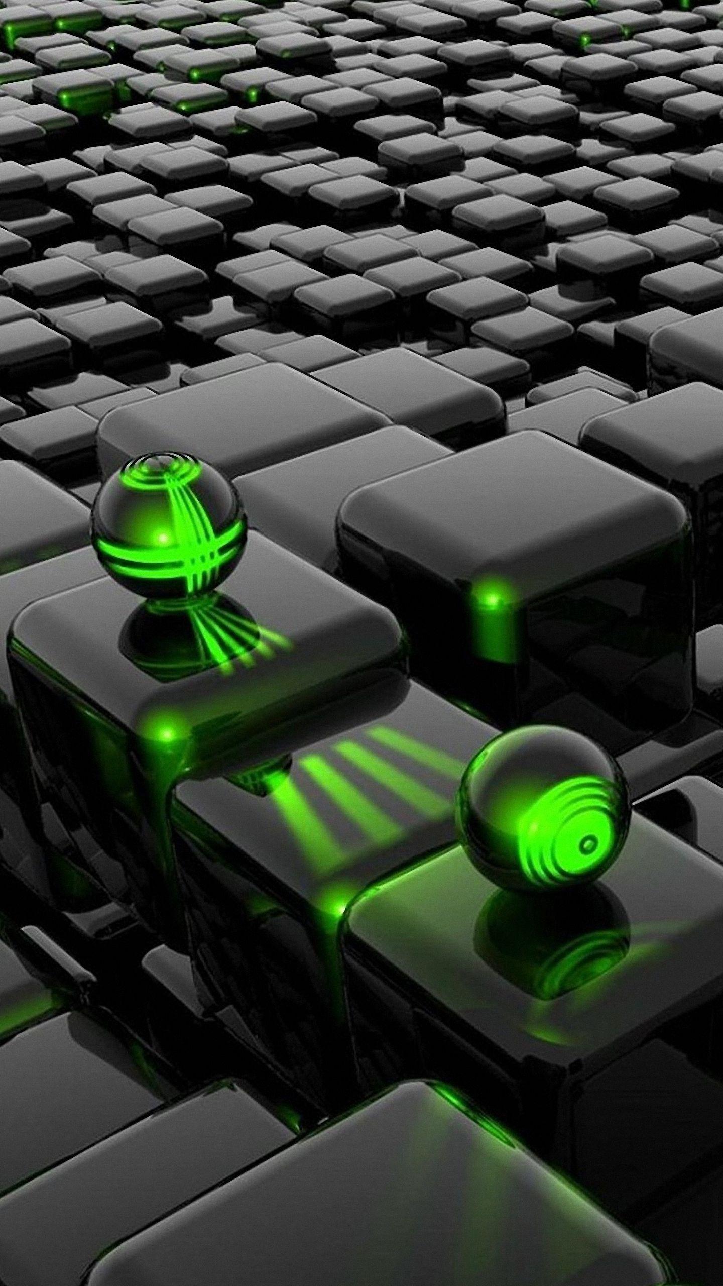 1440x2560 Black 3D Cubes iPhone Wallpaper