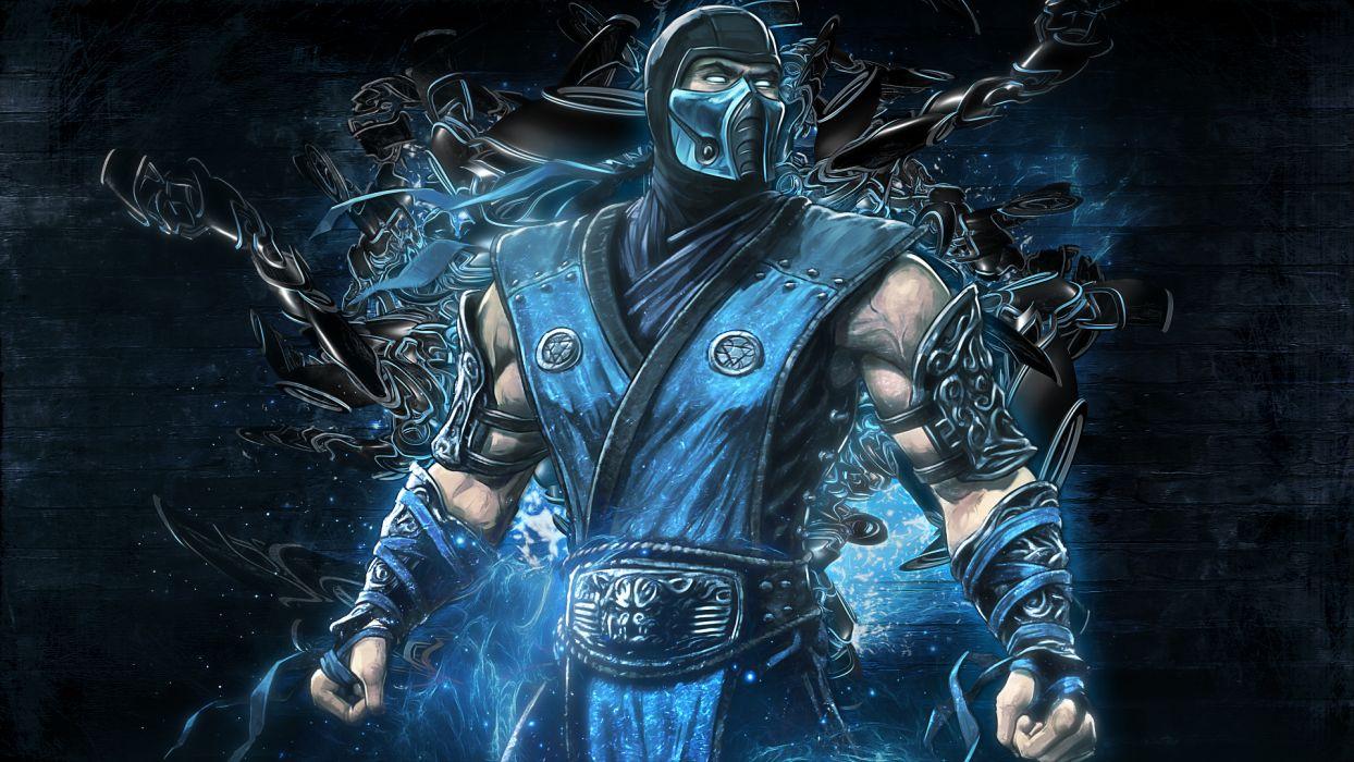 1244x700 Mortal Kombat Sub Zero subzero warrior soldier martial arts uniform muscle fantasy mask blue armor wallpaperx1080