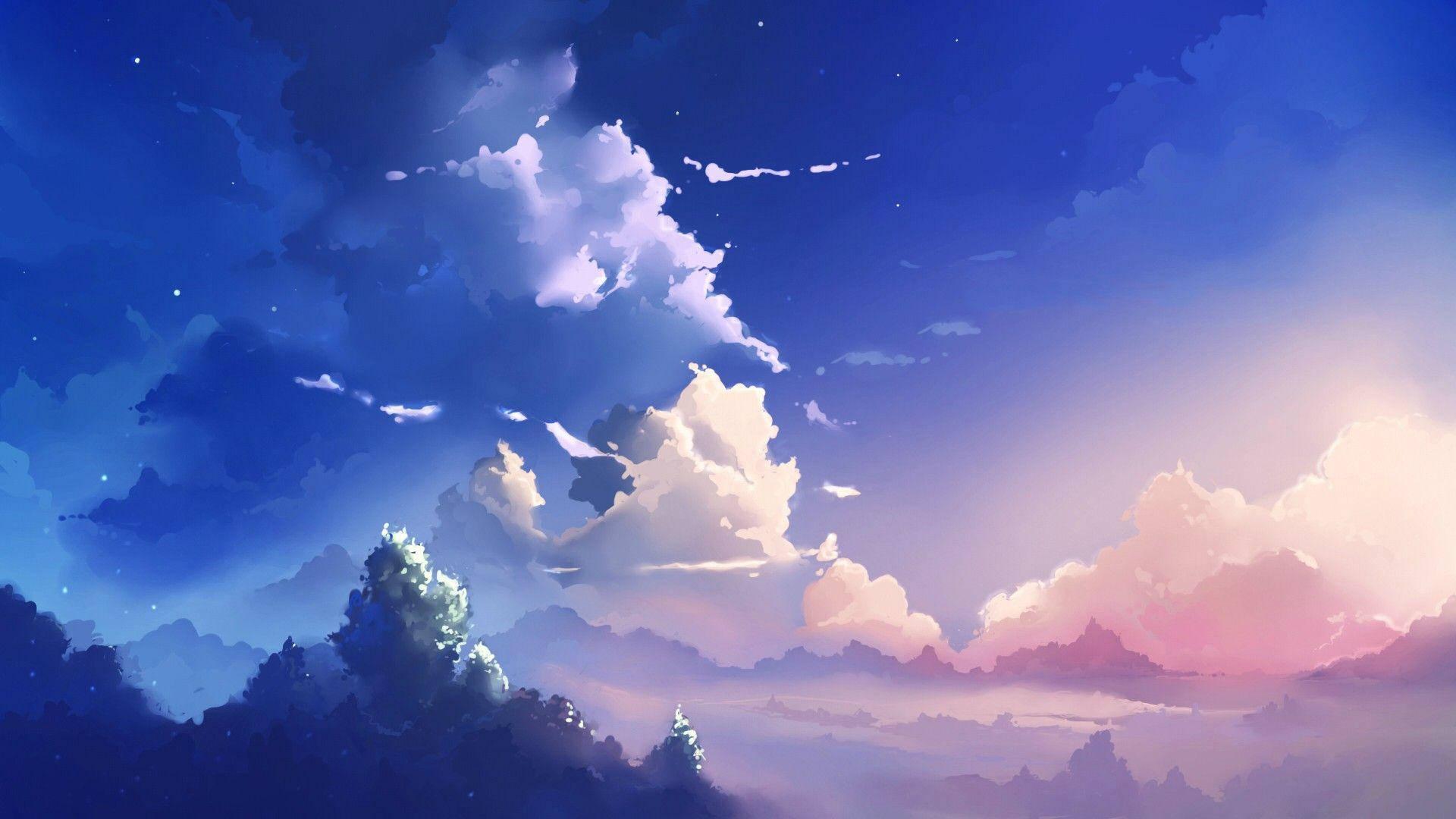 1920x1080 Download Twilight Clouds Aesthetic Anime Scenery Wallpaper