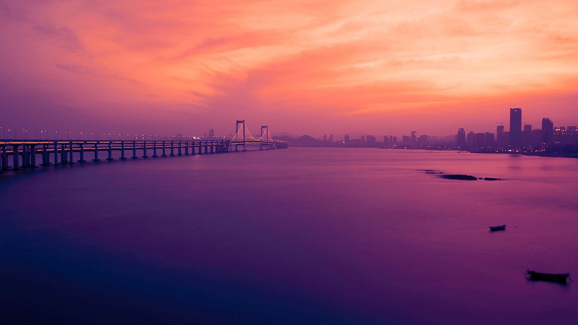 1920x1080 HD Wallpaper Sunset Square Dalian Ultra HD 16K Wallpaper #Beautiful #Sunset #Set #Square #Dalian #Nature #Clouds #Tower #Pink #Building #sky #NatureWallpaper #UltraHDWallpaper #AwesomeWallpaper
