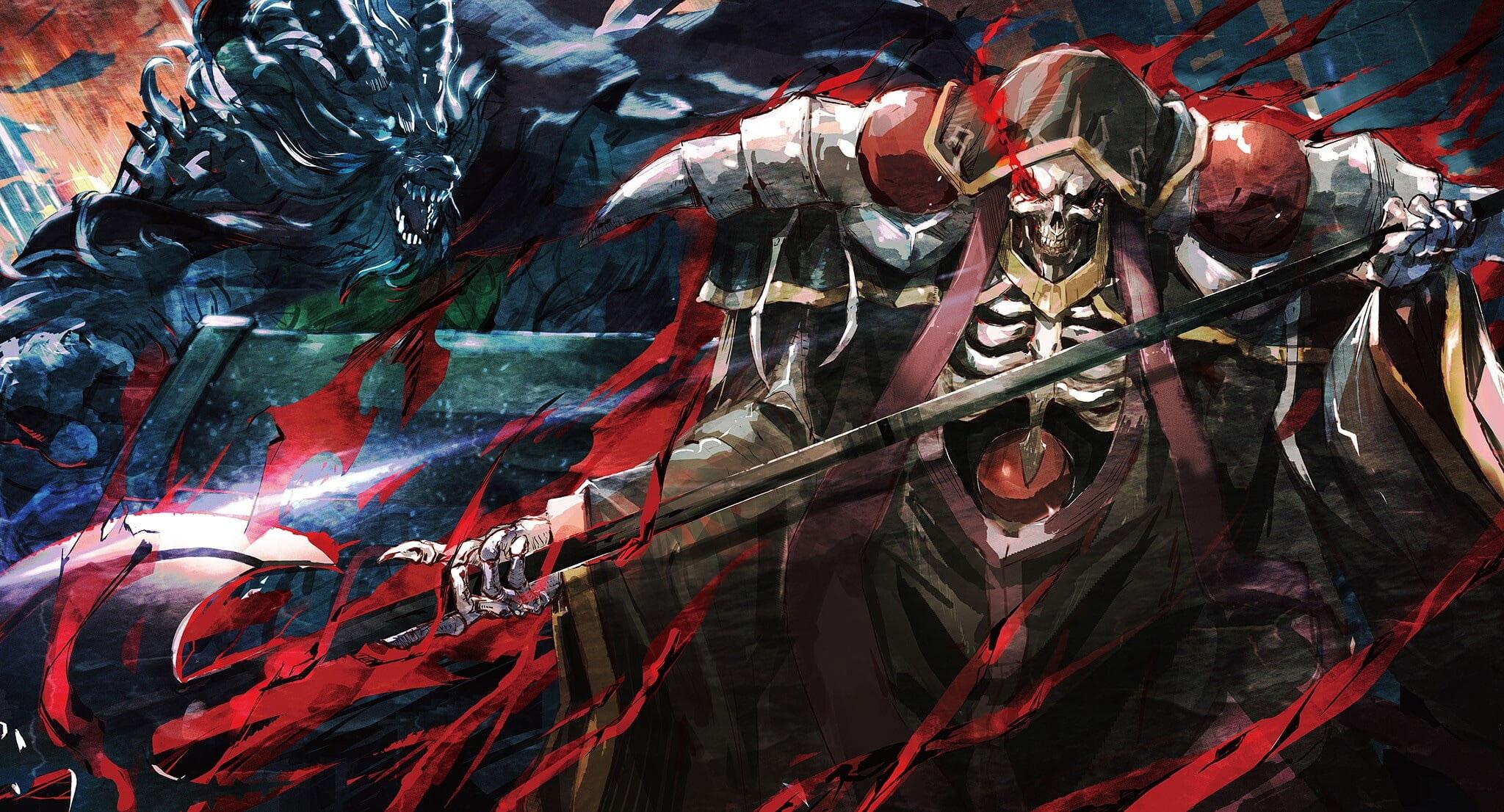 2048x1106 Overlord Wallpaper (anime), Ainz Ooal Gown, Fantasy Art, Skull, Demon
