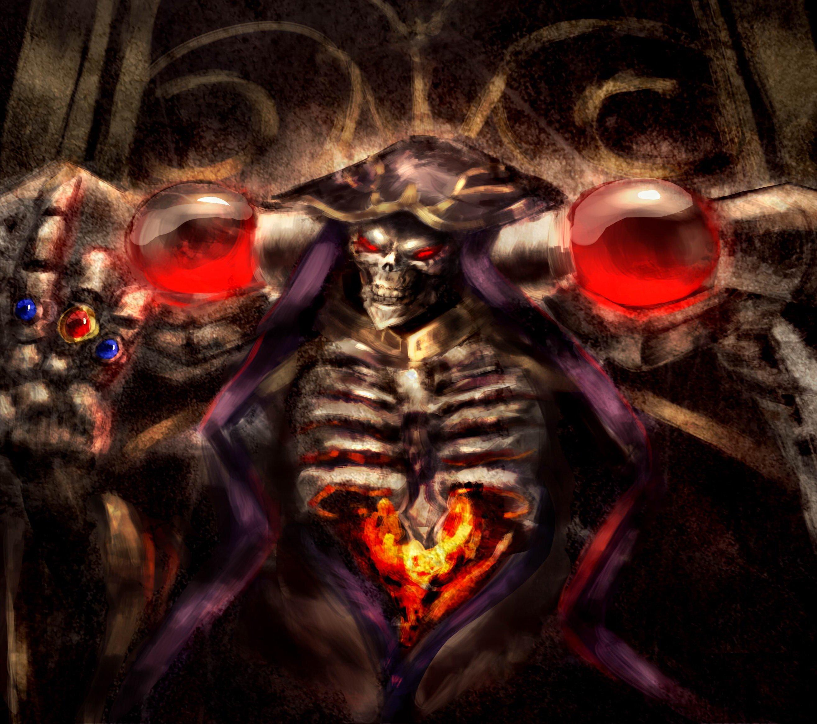 2630x2330 Ainz Ooal Gown skull anime series male overlord characters wallpaperx2330