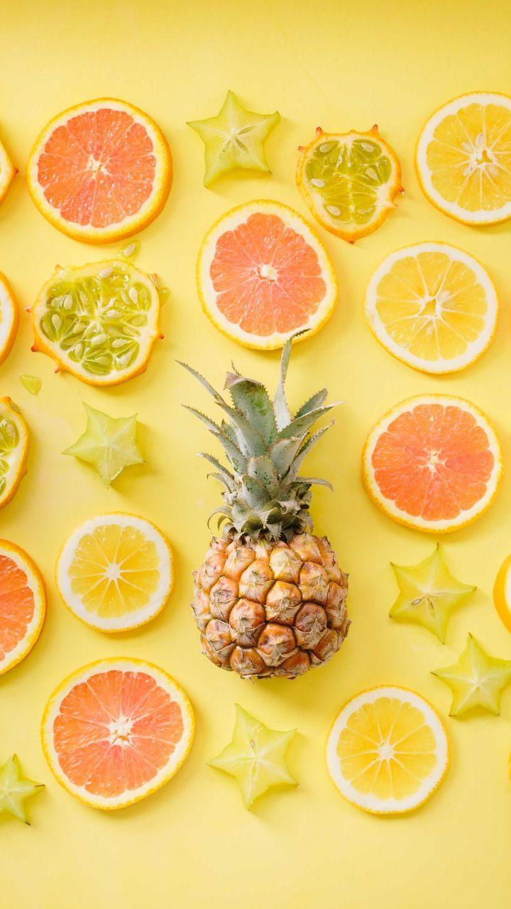 720x1280 Citrus, lemon, pineapple, fruits, slices, 720x1280 wallpaper. Fruit, Clear skin diet, Pineapple