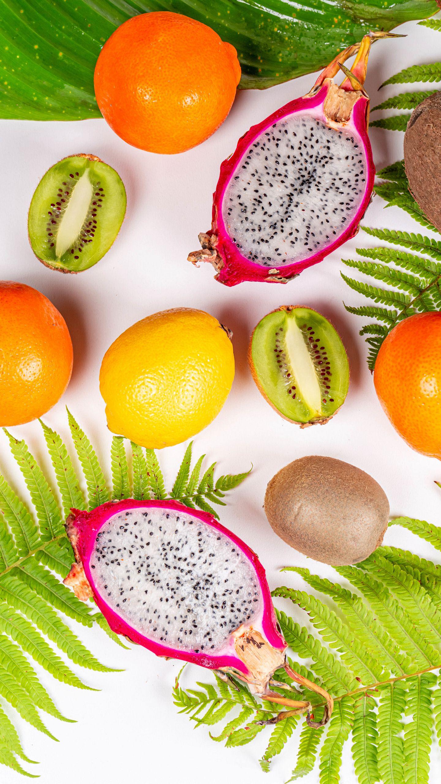 1440x2560 Download wallpaper 1440x2560 pitaya, kiwi, orange, lemon, citrus, fruit qhd samsung galaxy s s edge, note, lg g4 HD background