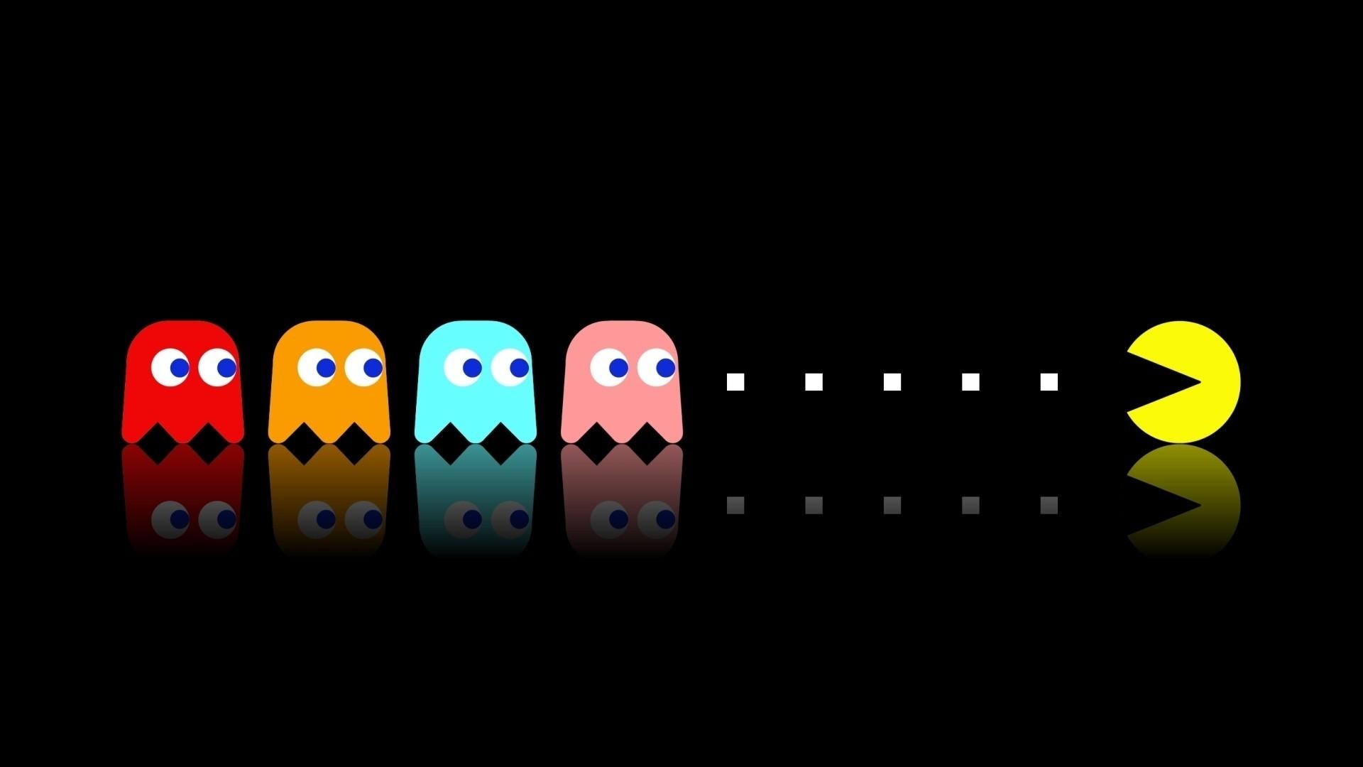 1920x1080 Pacman, Video Games, Simple, Colorful, Classics, Black Background Wallpaper HD / Desktop and Mobile Background