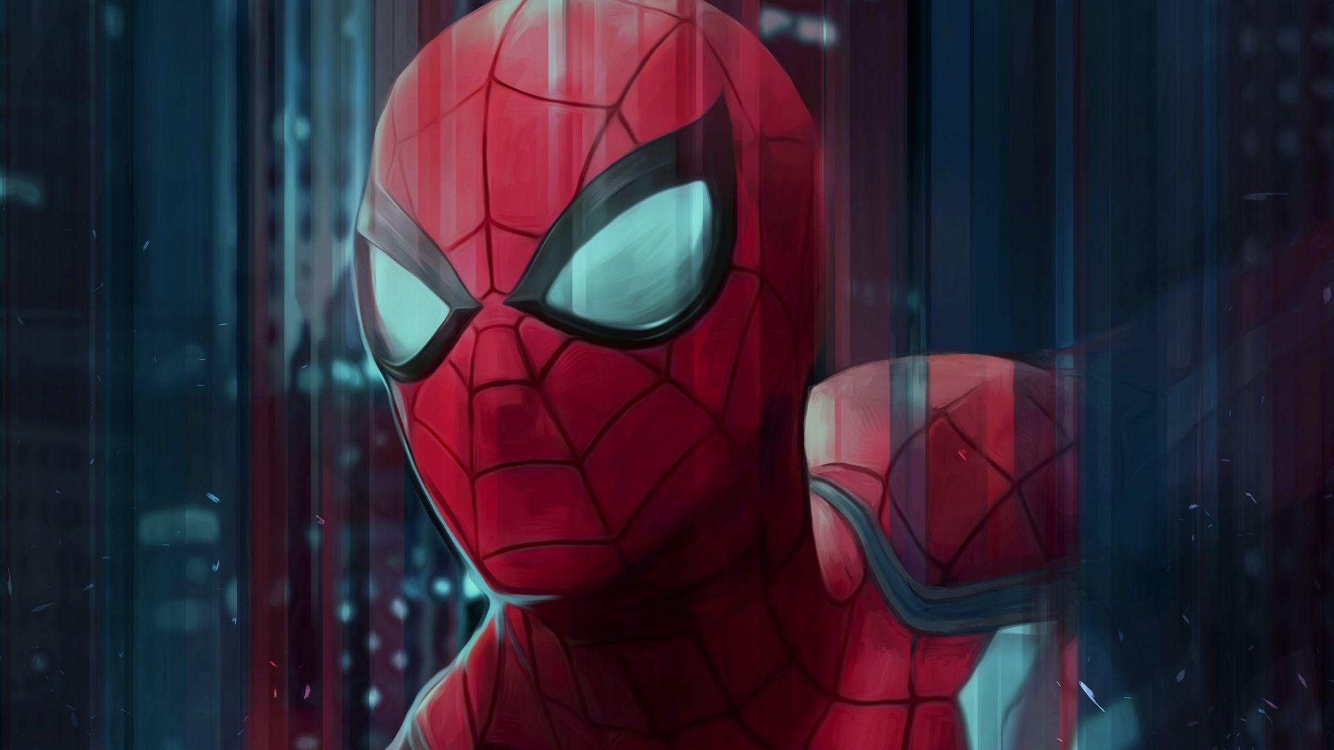 1920x1080 Desktop Wallpaper Spider Man, Digital Art, Face, 4k, HD Image, Picture, Background, 1c9d92
