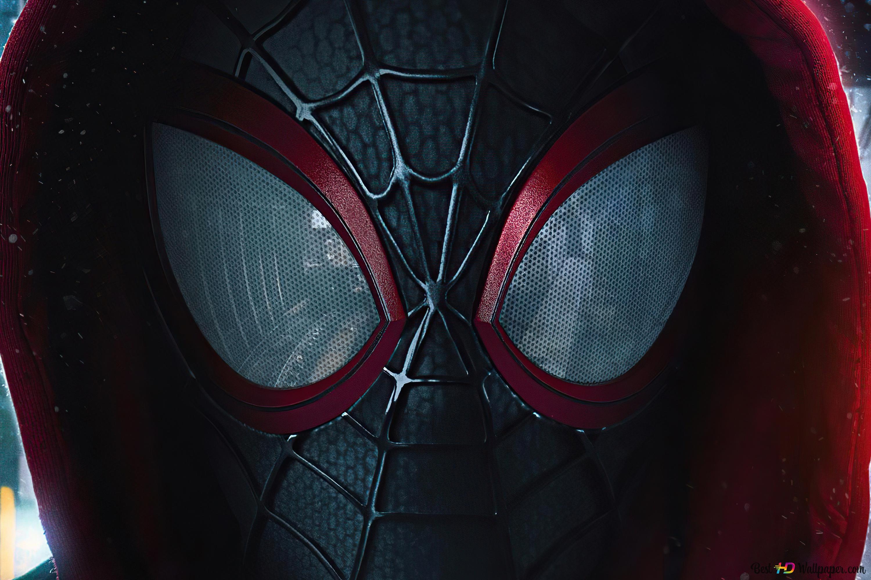 3000x2000 Spider Mn Miles Morales:Black Spidy Face 4K wallpaper download
