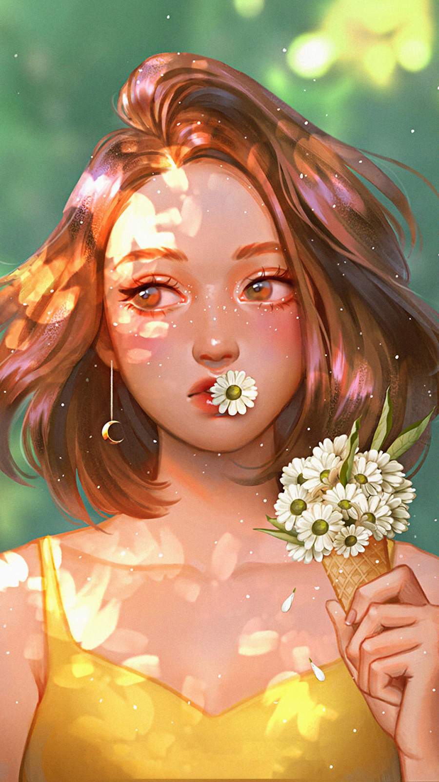 900x1600 Girl With Daisy Flowers IPhone Wallpaper Wallpaper : iPhone Wallpaper