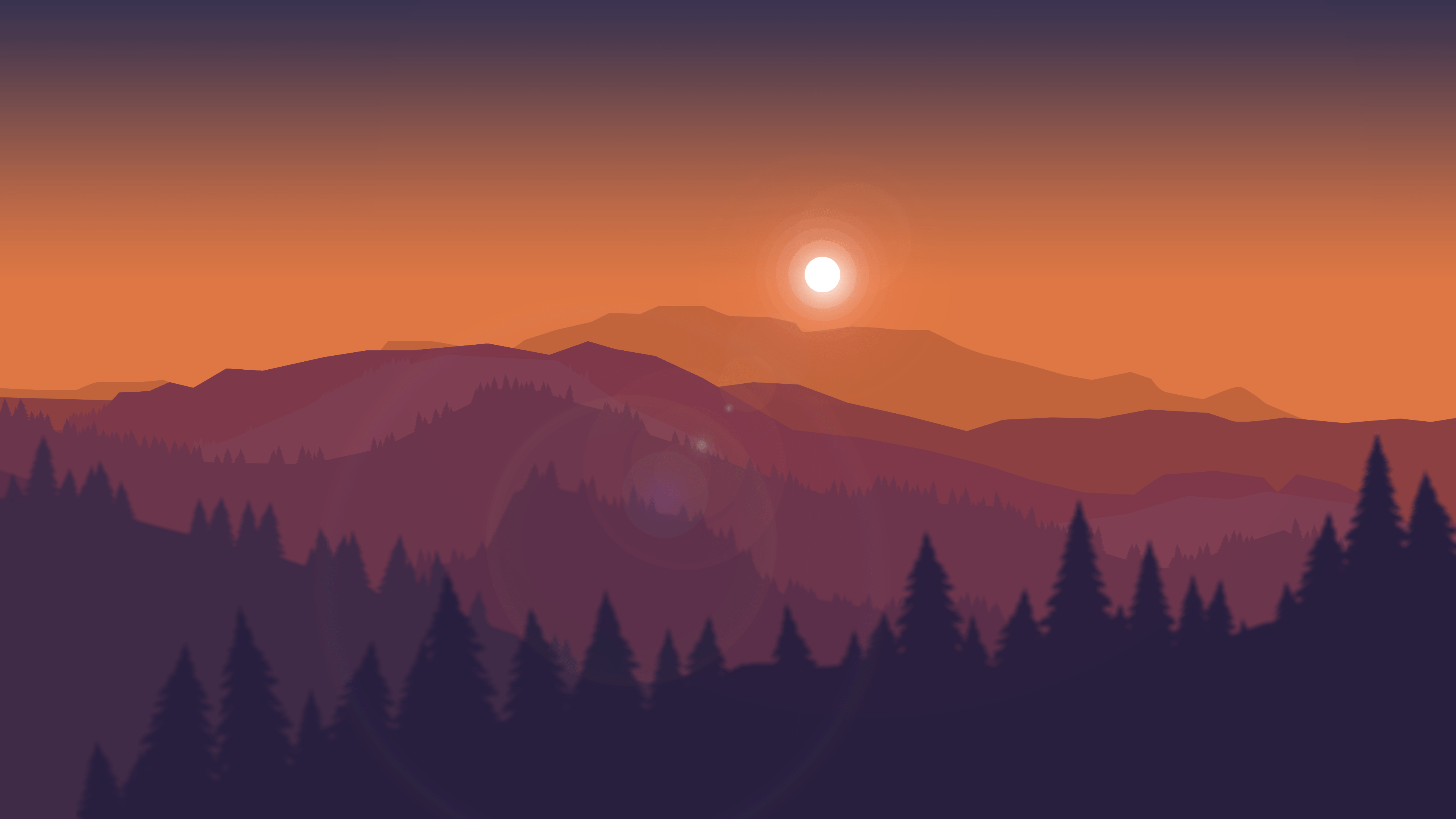 3840x2160 Mountains, Silhouette, Minimal, Sunset, Firewatch, 4K Gallery HD Wallpaper