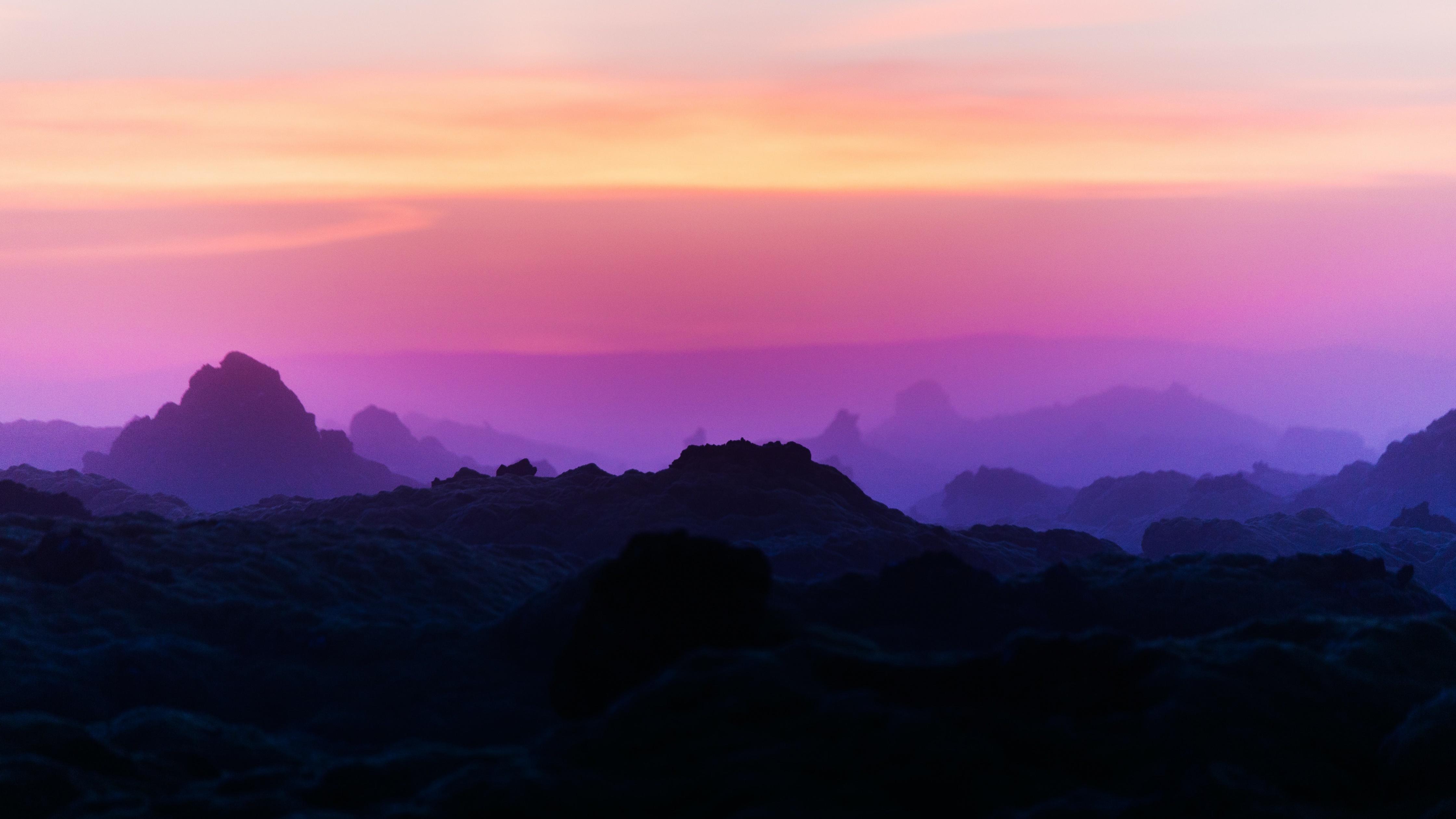 4480x2520 Silhouette Mountain Wallpaper 4K, Mountain range, Sunrise, Nature