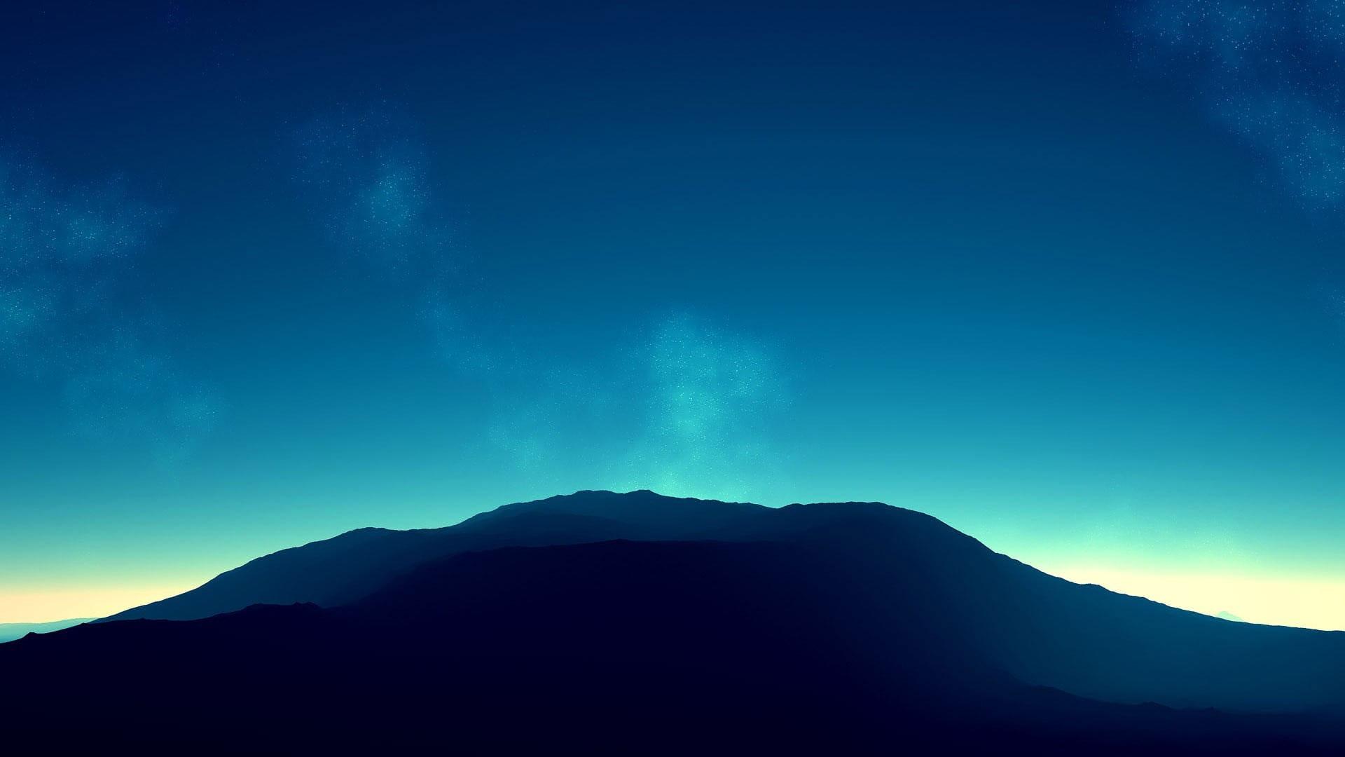 1920x1080 Wallpaper Mountain And Blue Sky, Silhouette Of Mountain