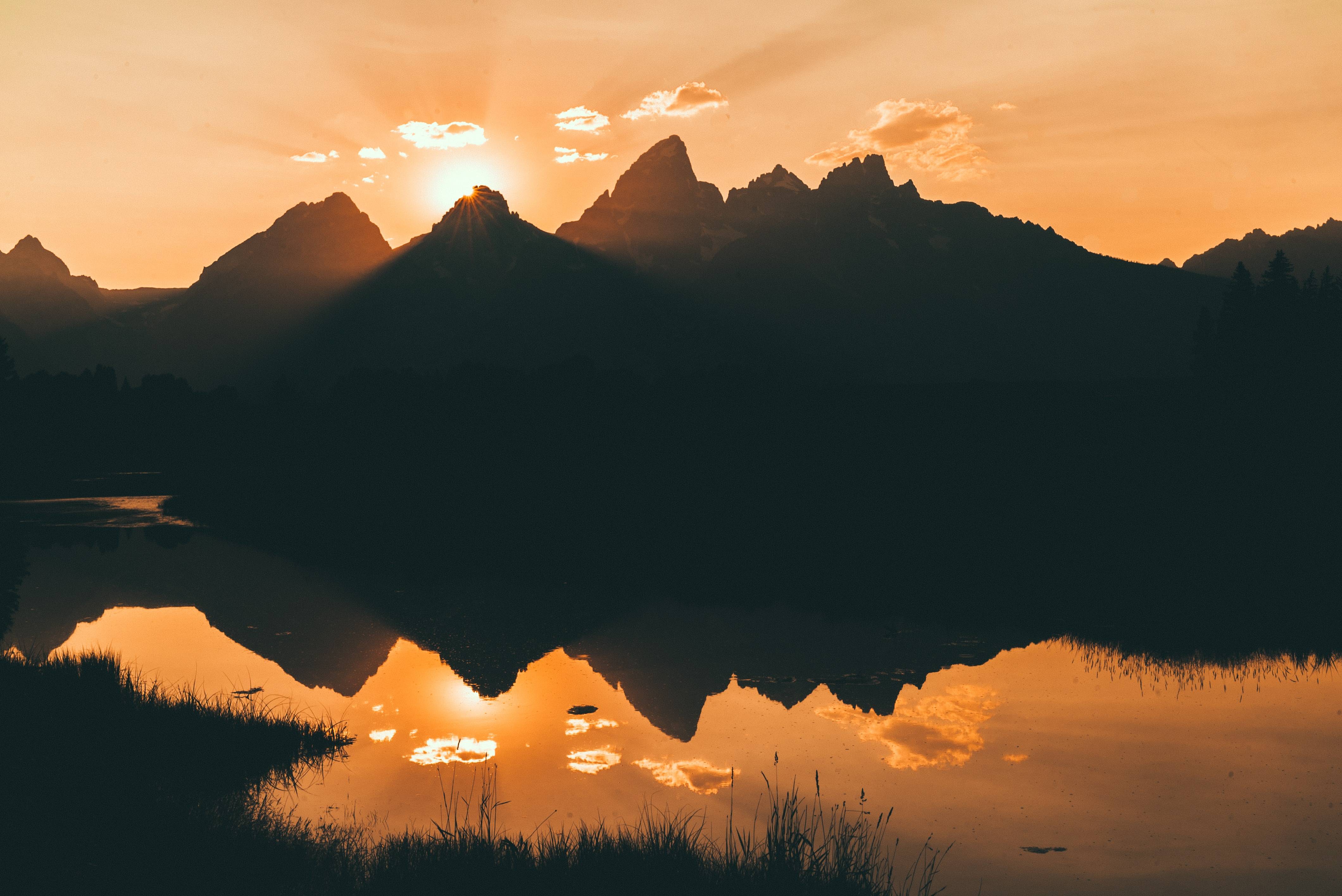 4240x2832 Lake Silhouette Mountains Beside 4k, HD Nature, 4k Wallpaper, Image, Background, Photo and Picture