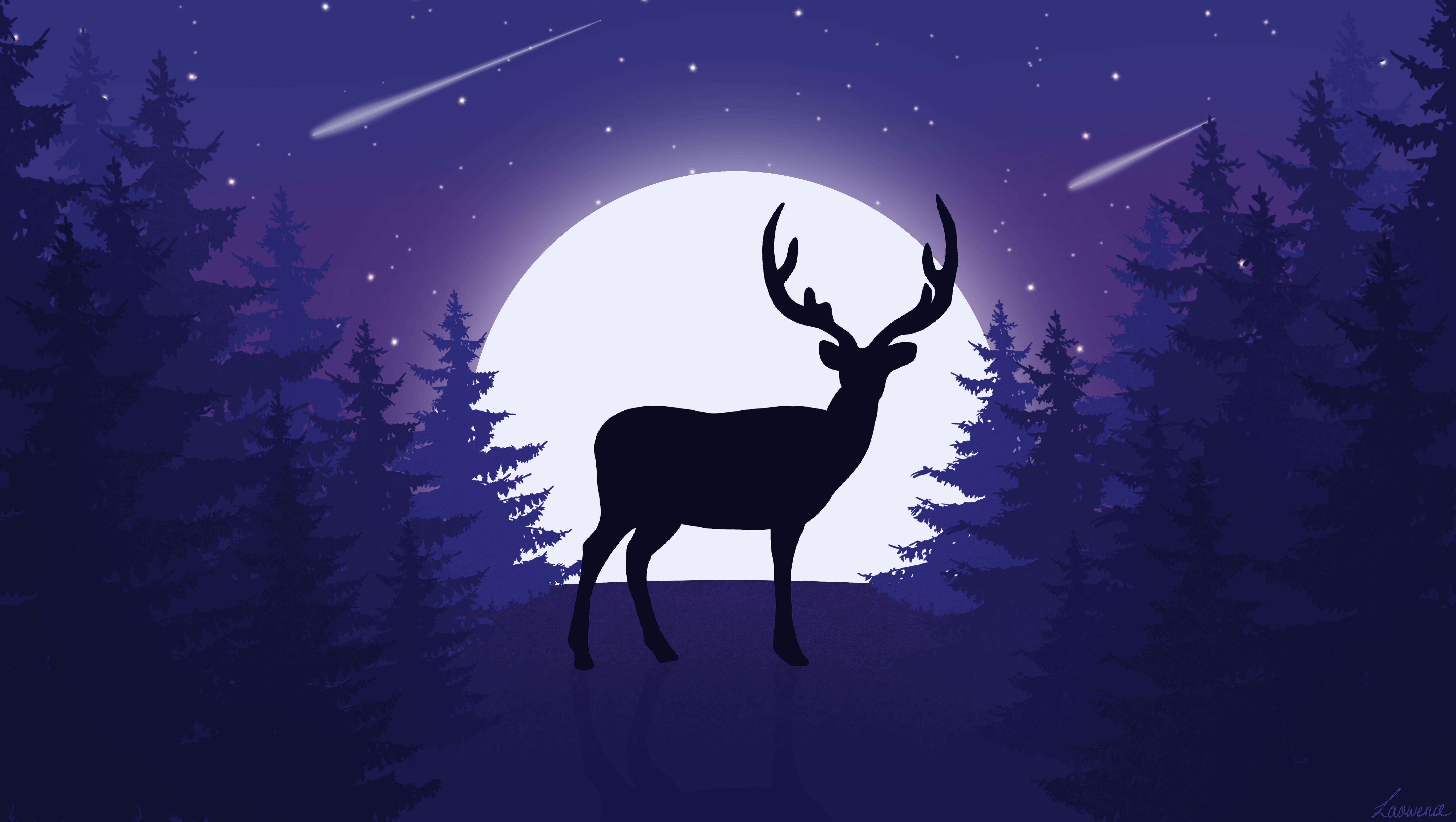 Deer Silhouette Wallpapers - Top Free Deer Silhouette Backgrounds ...