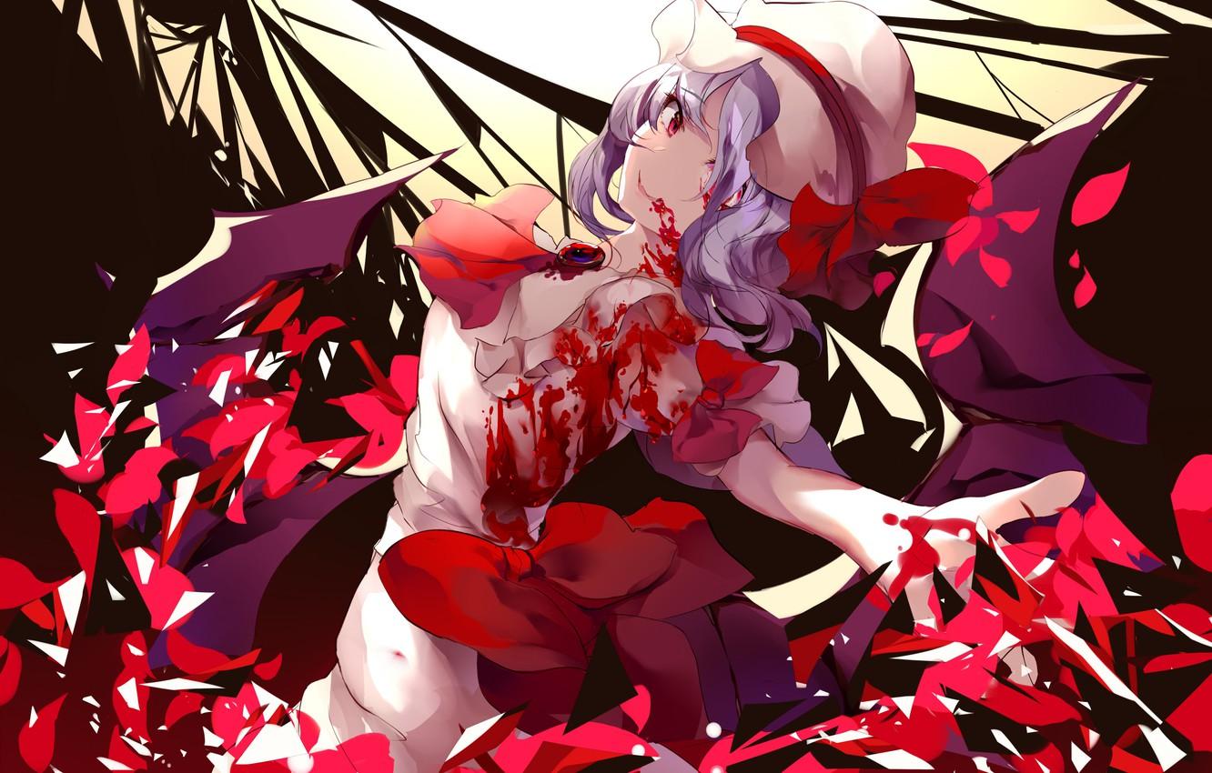 1332x850 Wallpaper blood, Girl, the demon, Touhou, Touhou, Touhou image for desktop, section прочее
