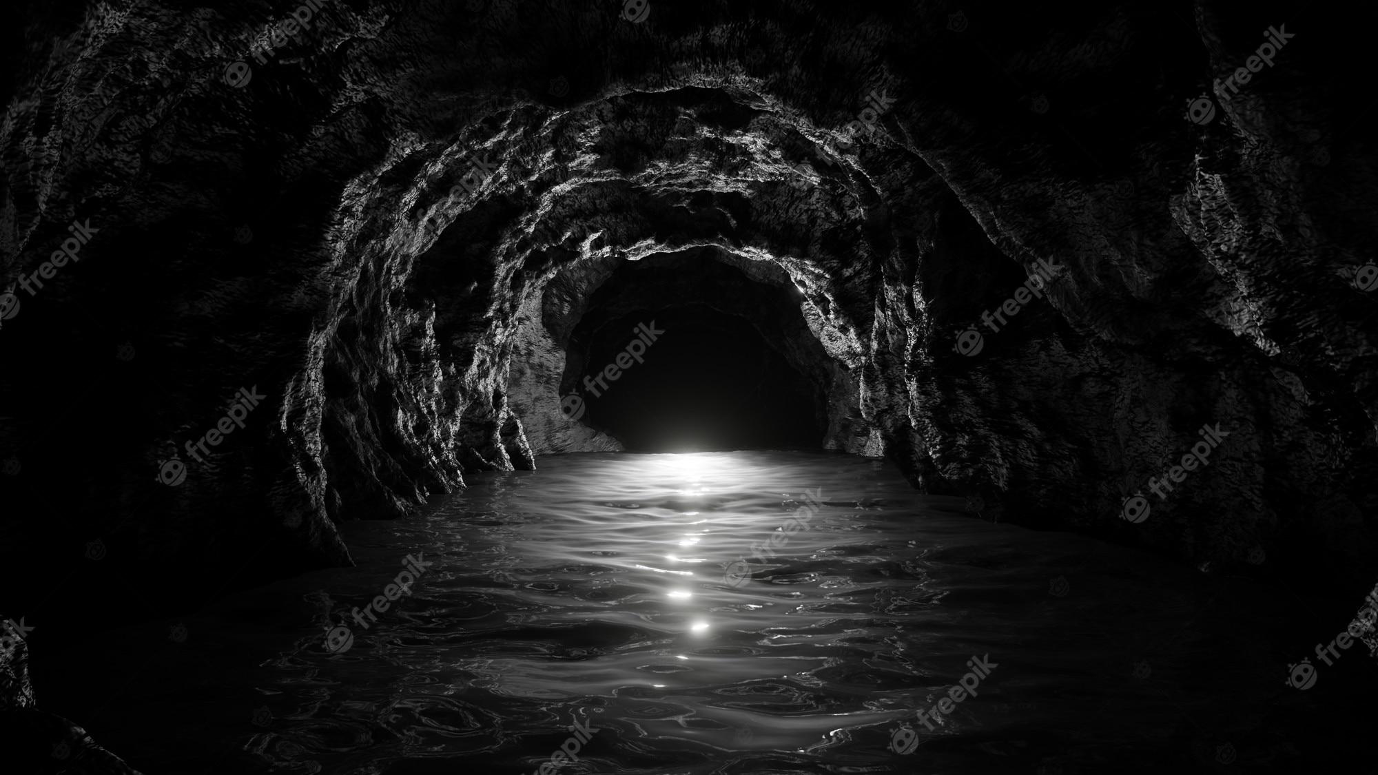 2000x1125 Premium Photo. Inside underground stone cave background for advertising in scary and horror scene