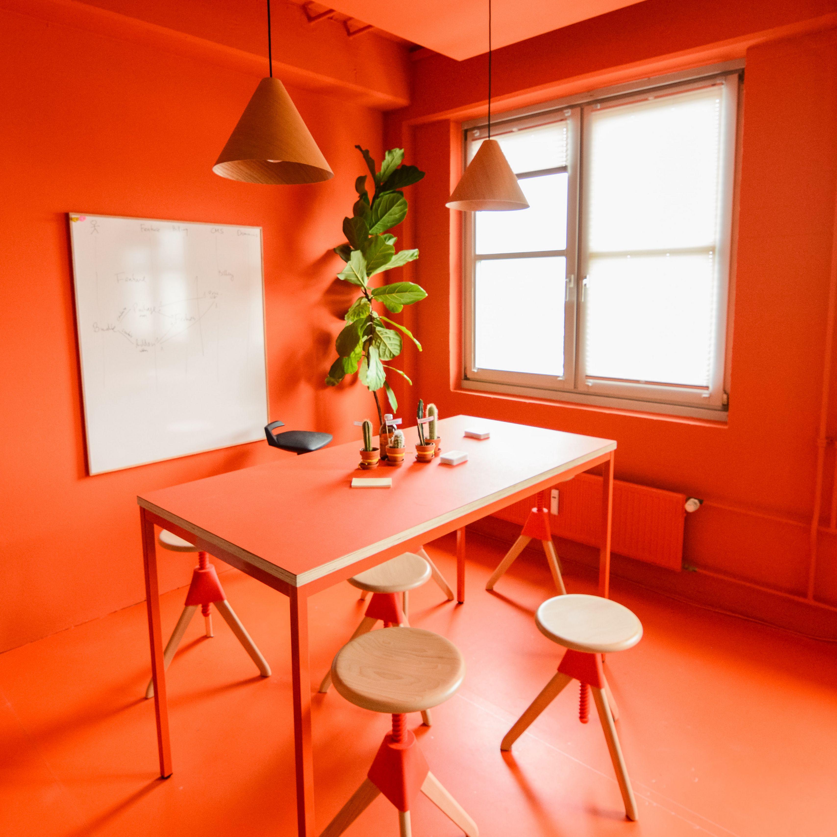 3415x3415 Download wallpaper 3415x3415 room, office, interior, design, orange ipad pro 12.9 retina for parallax HD background