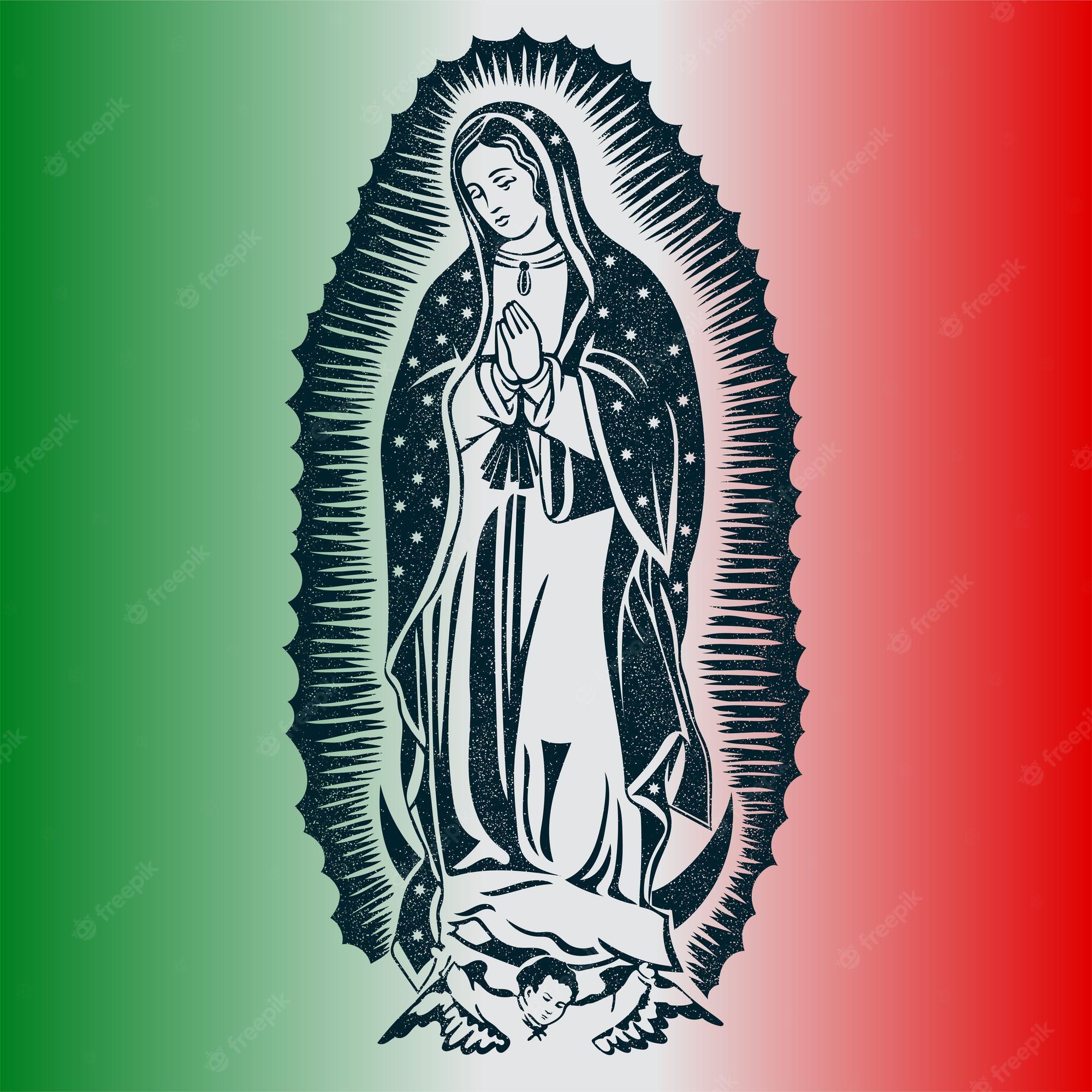 2000x2000 Premium Vector. Our lady of guadalupe with mexican flag of background