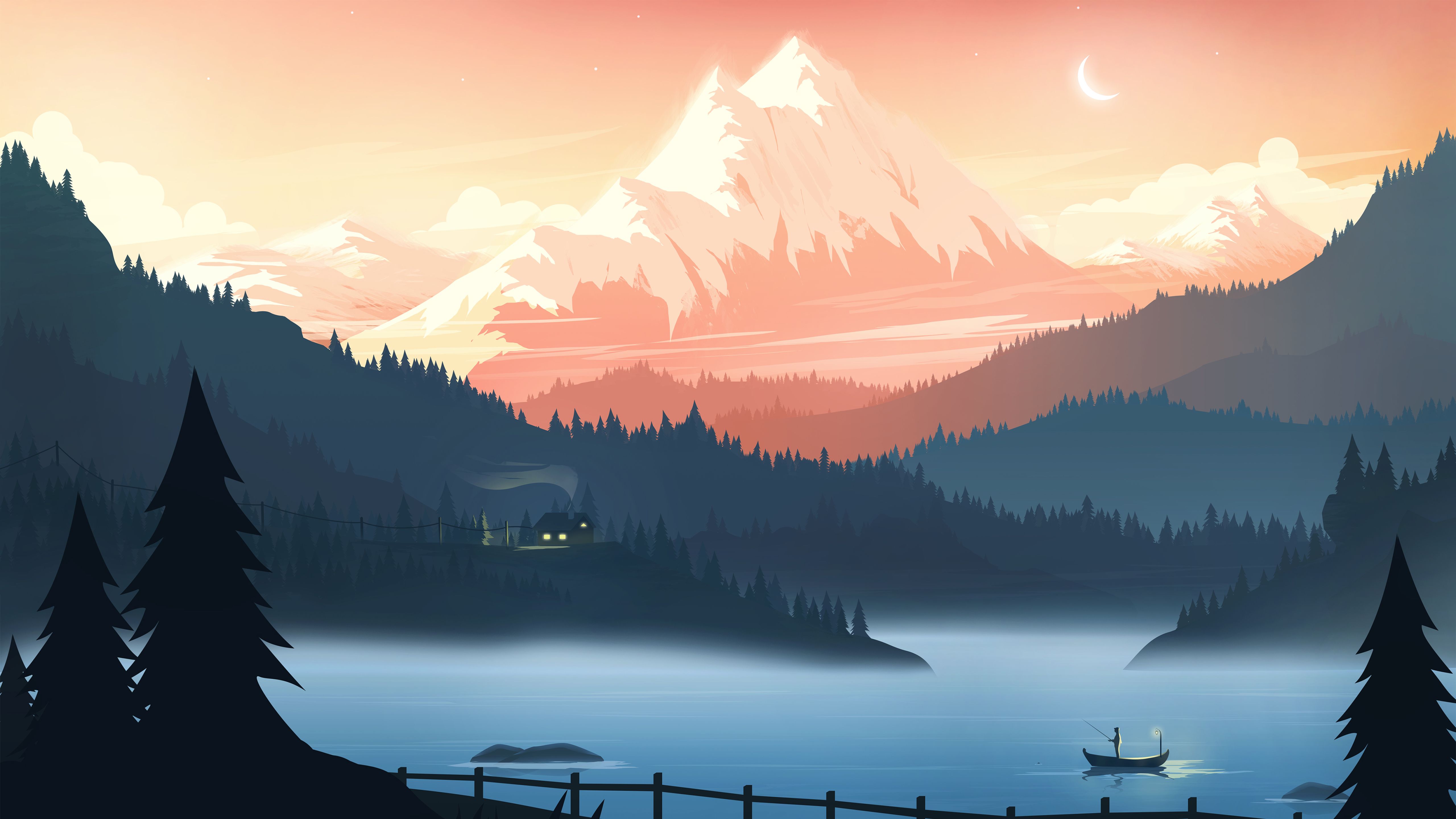 5120x2880 Mountain Art HD Wallpaper