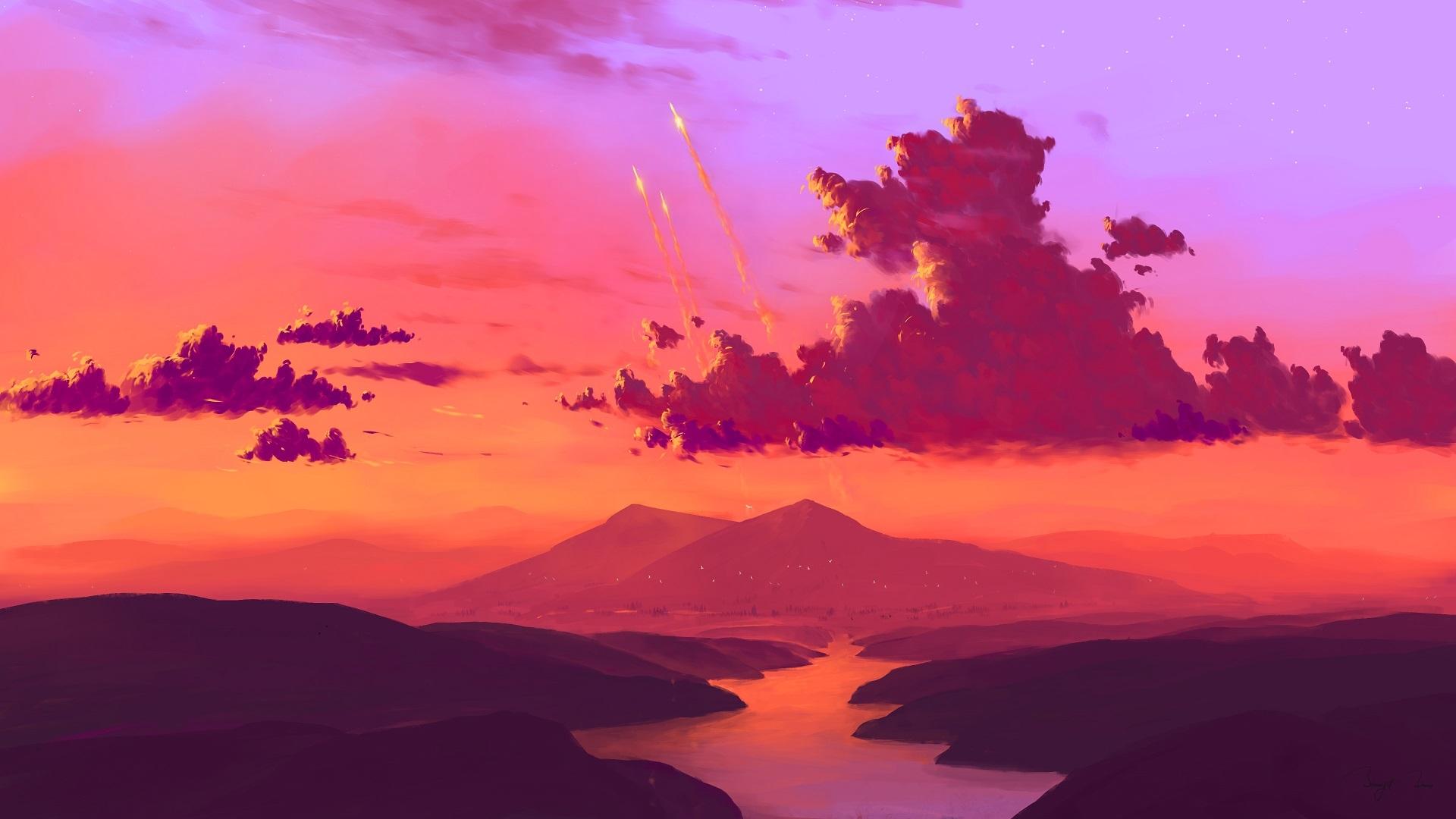 1920x1080 Mountain Lights Digital Art 3840x2160201945 Resolution Wallpaper, HD Artist 4K Wallpaper, Image, Photo and Background