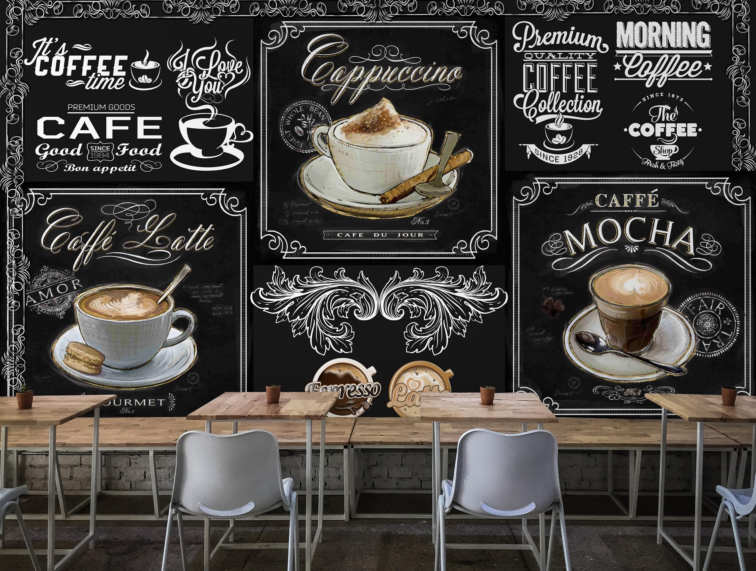 3000x2268 Coffee Wallpaper Blackboard Style Cafe and Bistro Wall Mural