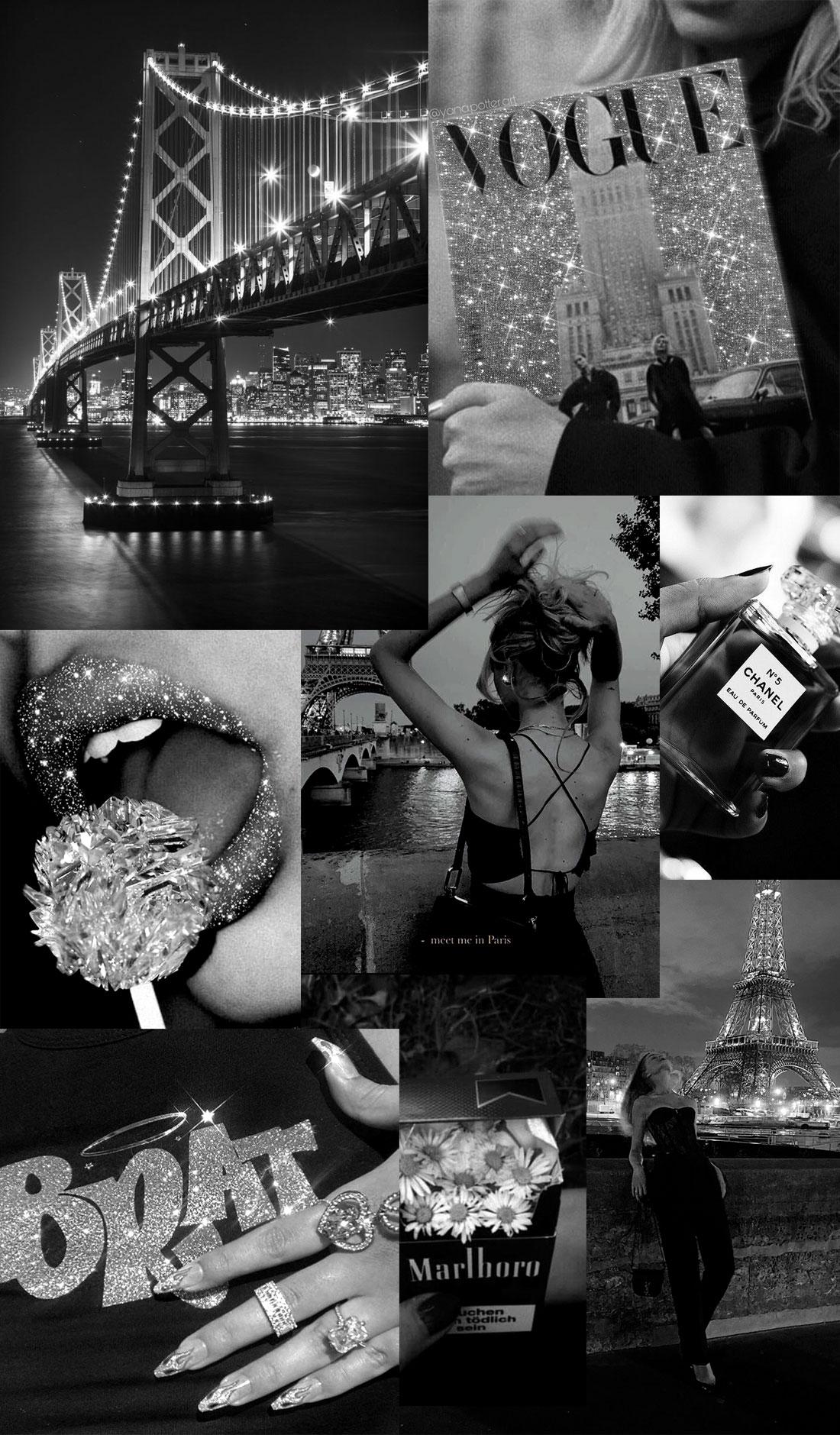 1100x1879 Black Collage Wallpaper : Vogue Black Collage