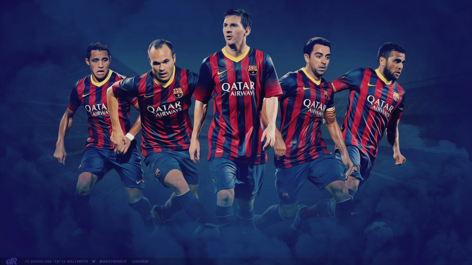 1600x900 تويتر \ Luc على تويتر: NEW WALLPAPER! #fcbarcelona #fcb #messi #iniesta # xavi #alexissanchez #danialves #wallpaper #background #dailyrender