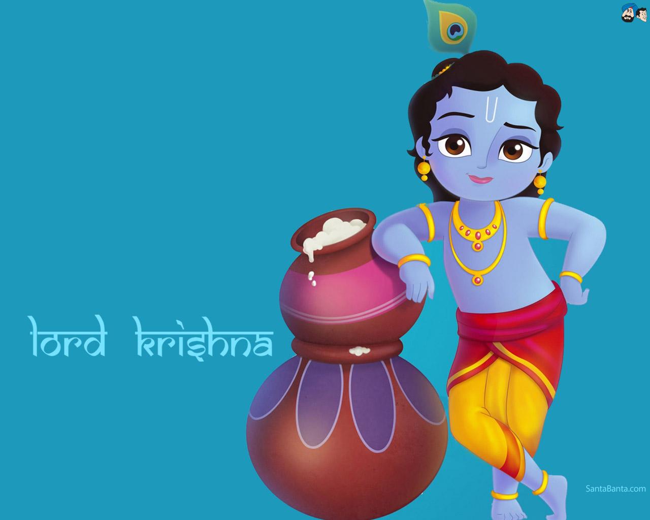 1280x1024 Santa Banta Bal Krishna Wallpaper Free Download