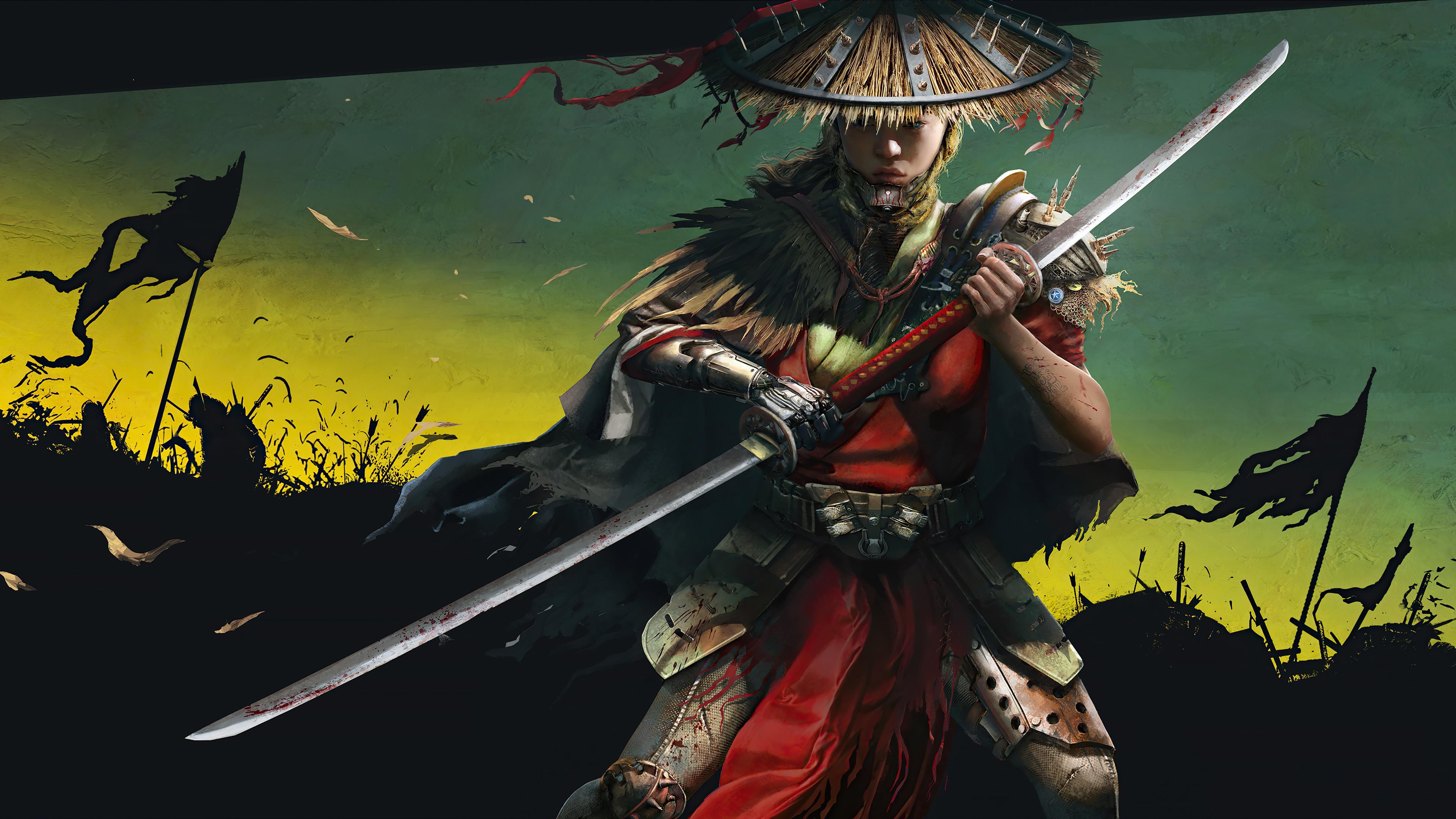 3840x2160 wallpaper, samurai, girl, warrior, fantasy, art, 4k, HD Gallery HD Wallpaper