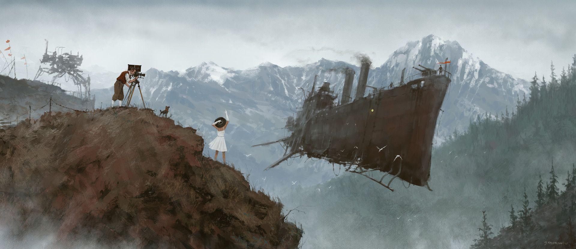 1920x830 1920 role, Jakub Rozalski. Fantasy landscape, Fantasy art, Art