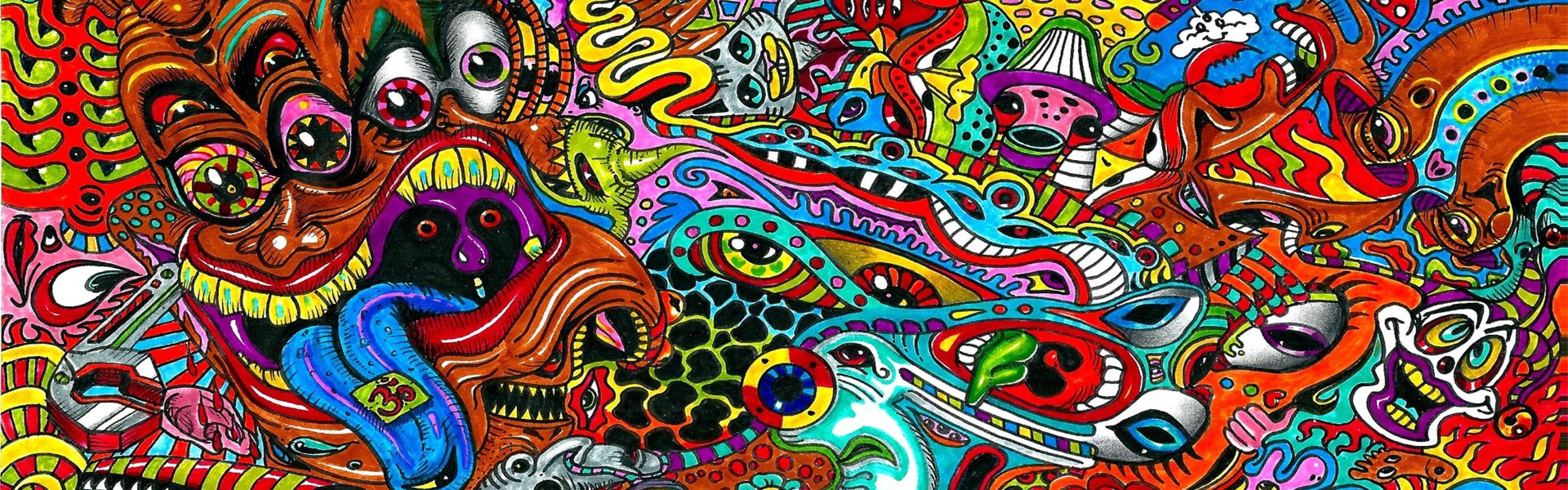 3840x1200 Free download Download Wallpaper 3840x1200 drawing surreal colorful psychedelic [3840x1200] for your Desktop, Mobile & Tablet. Explore Trippy 4K Wallpaper. Wallpaper Trippy, Trippy Background, Trippy Wallpaper
