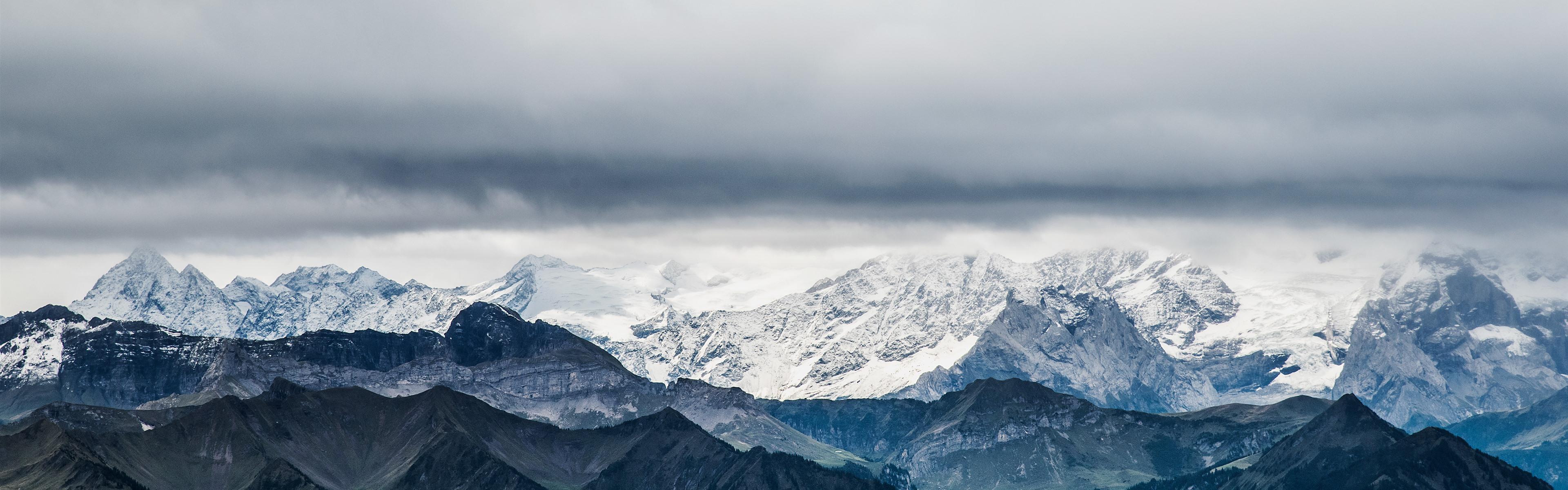 3840x1200 Wallpaper Switzerland, Pilatus, mountains, snow, clouds 3840x1200 Multi Monitor Panorama Picture, Image